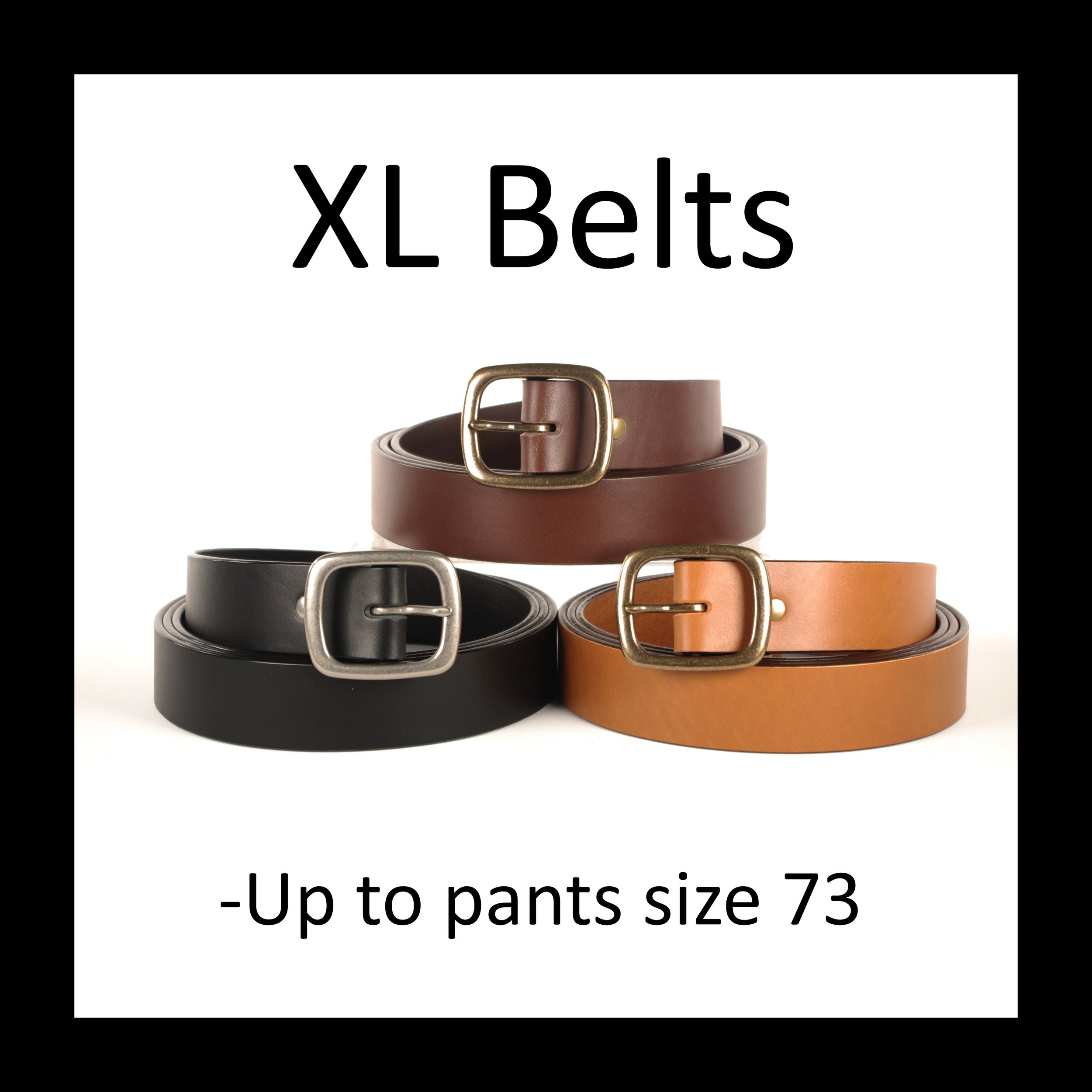 EXTRA LONG Bridle Leather Belt with Solid Brass CENTER Bar Buckle