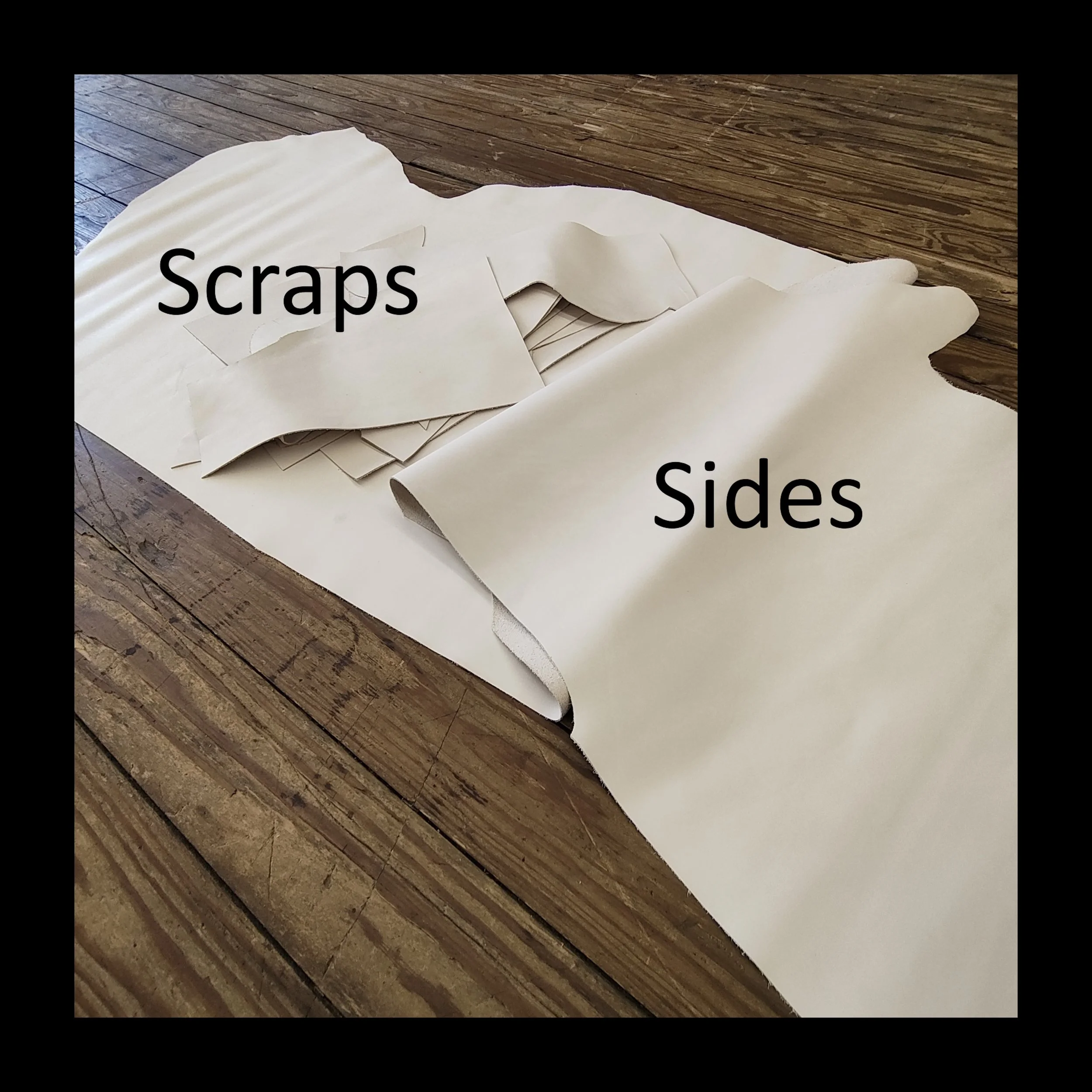 SCRAPS and SIDES of Natural Veg-Tanned Kip (Calfskin) Leather Hides