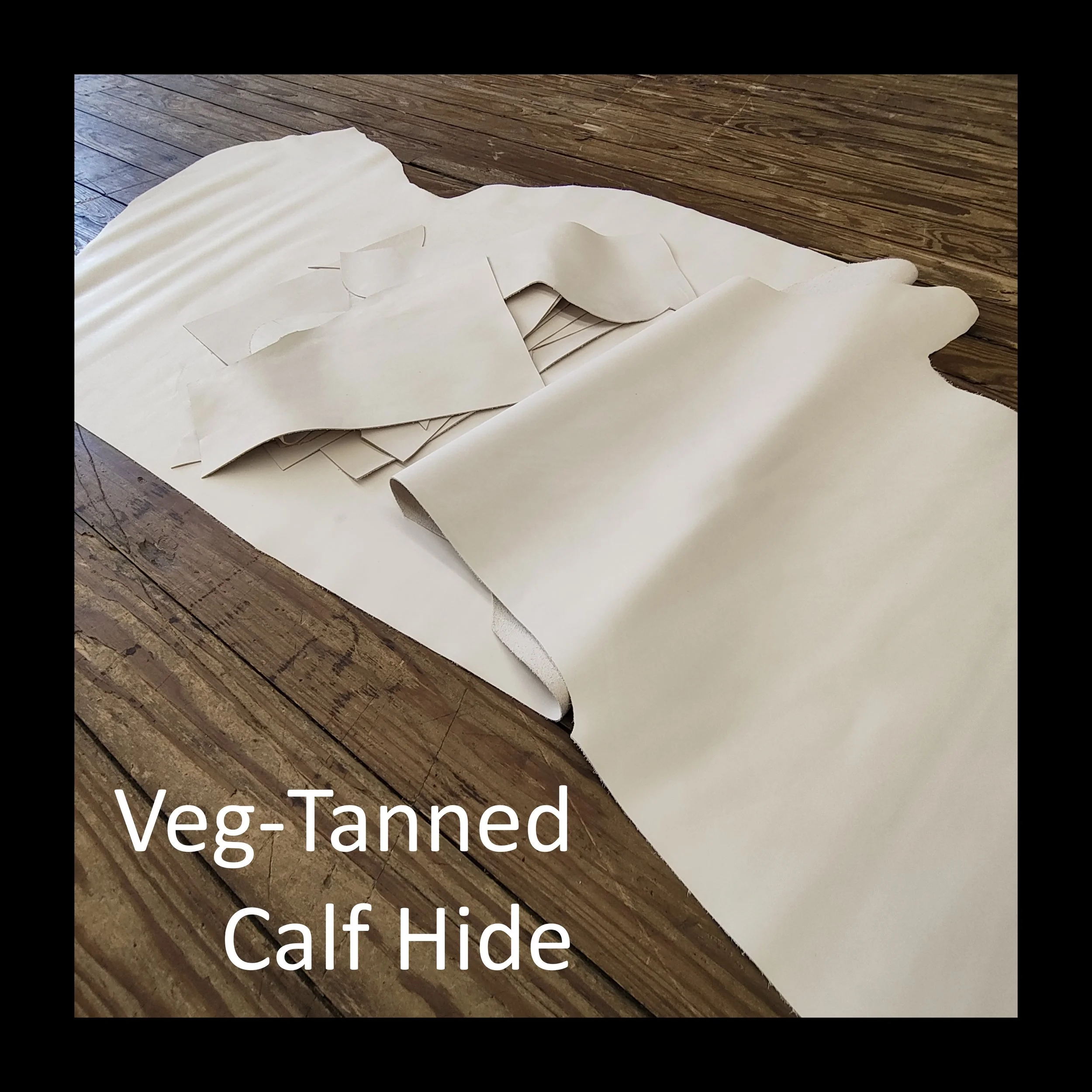 SCRAPS and SIDES of Natural Veg-Tanned Kip (Calfskin) Leather Hides