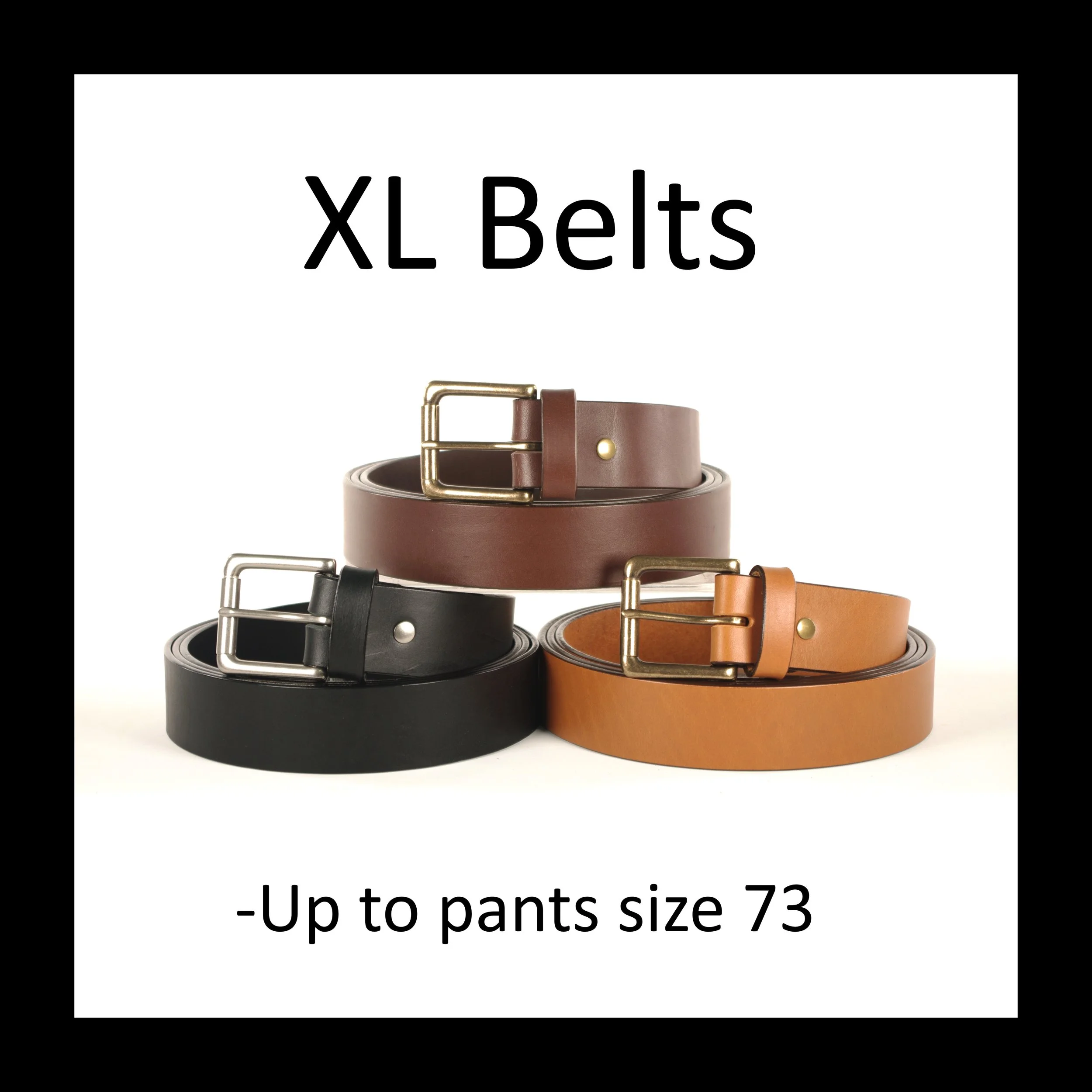 EXTRA LONG Bridle Leather Belt with Solid Brass HEEL Bar Buckle