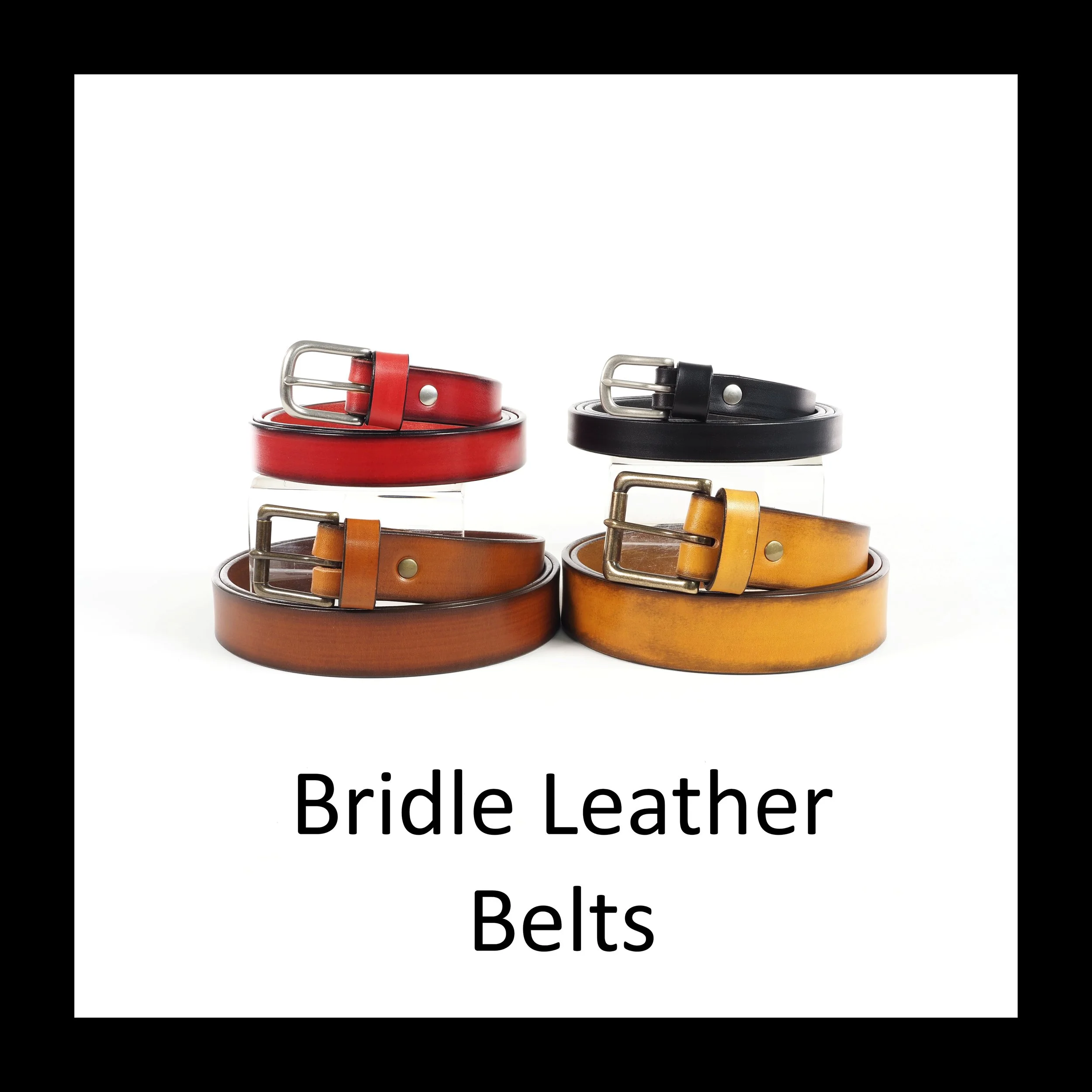 Bridle Leather Belt: Solid Brass HEEL BAR Buckle