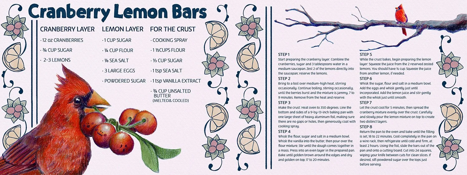 Cranberry Lemon Bars Recipe Illustration