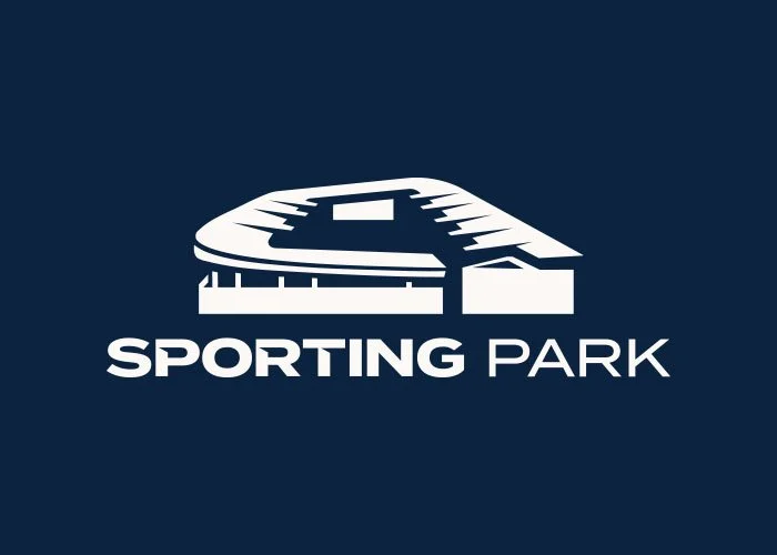 Logo of a stadium with the text "SPORTING PARK" underneath, on a dark blue background.