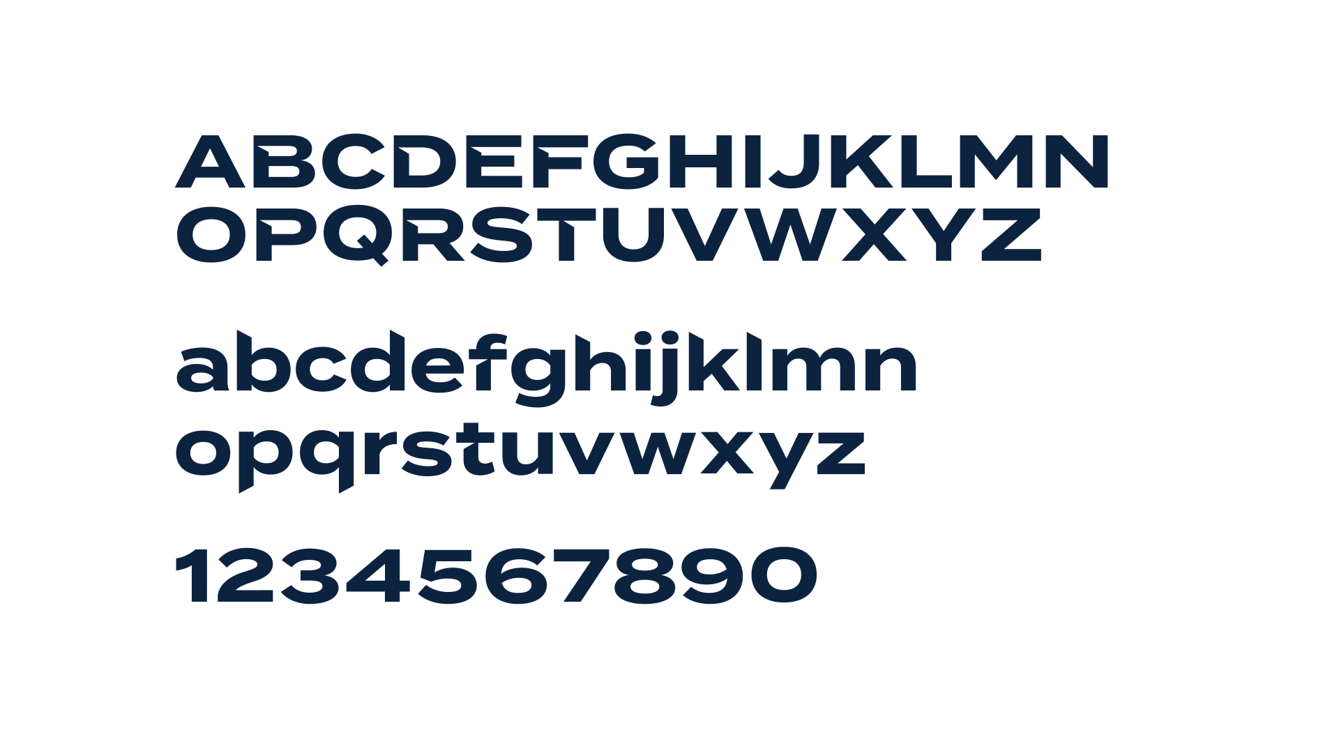 Printable alphabet chart showcasing uppercase and lowercase letters along with numbers in a dark blue font on a black background.