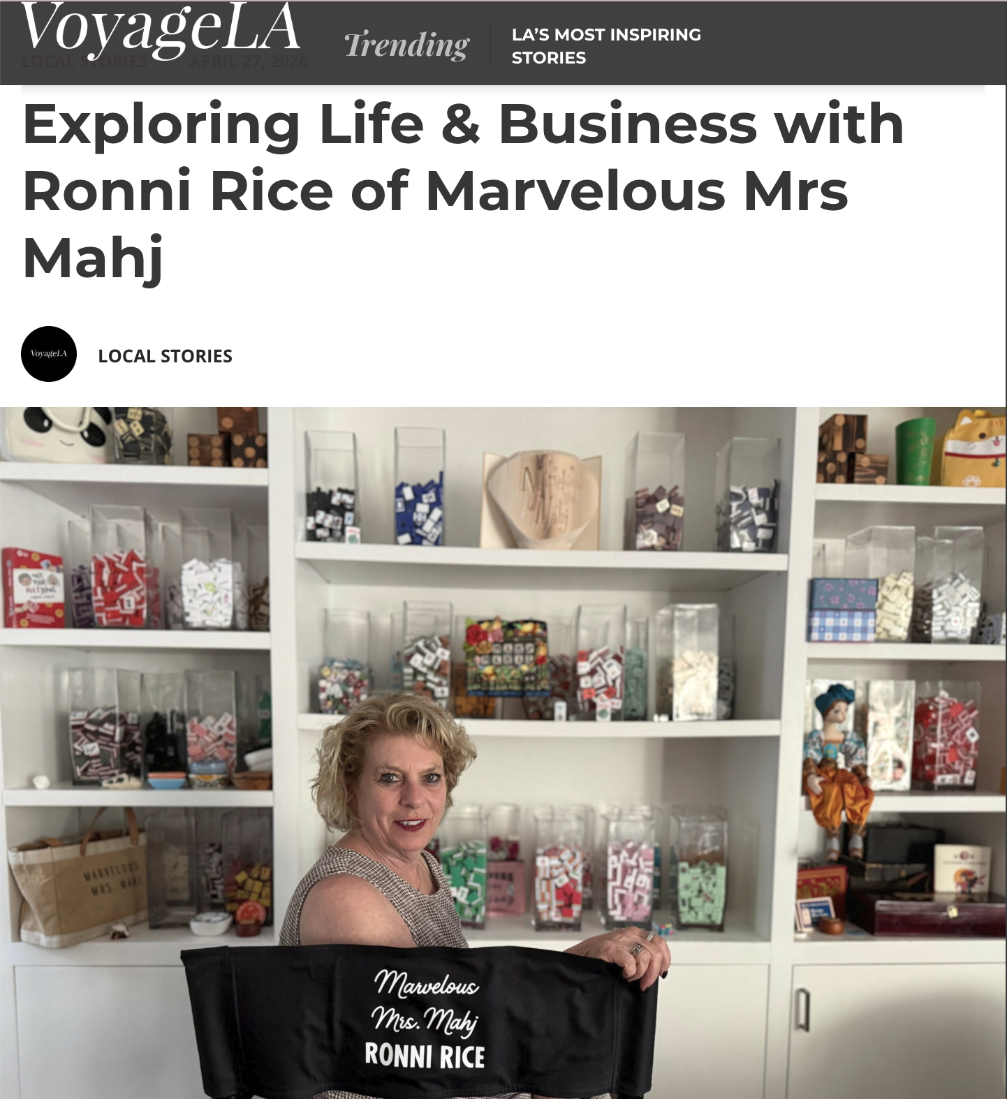 Voyage LA story about "All's Fair in Love & Mahjong"