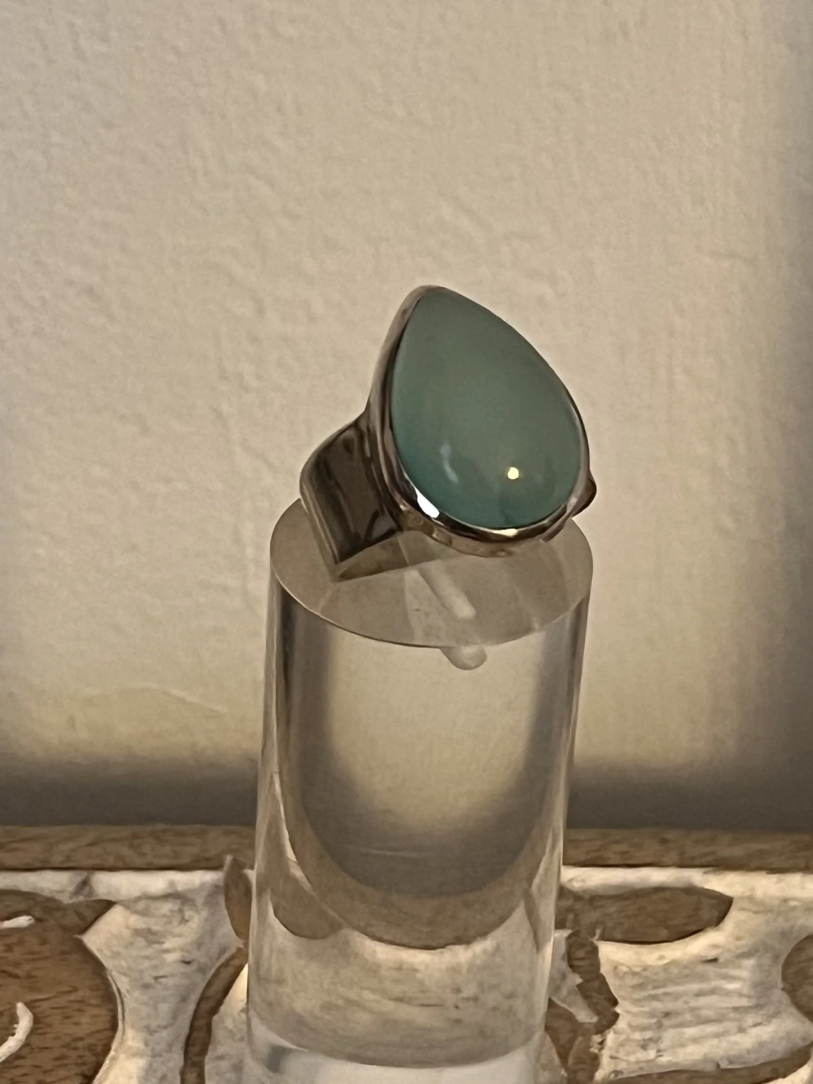 Aquamarine Polished Teardrop Ring