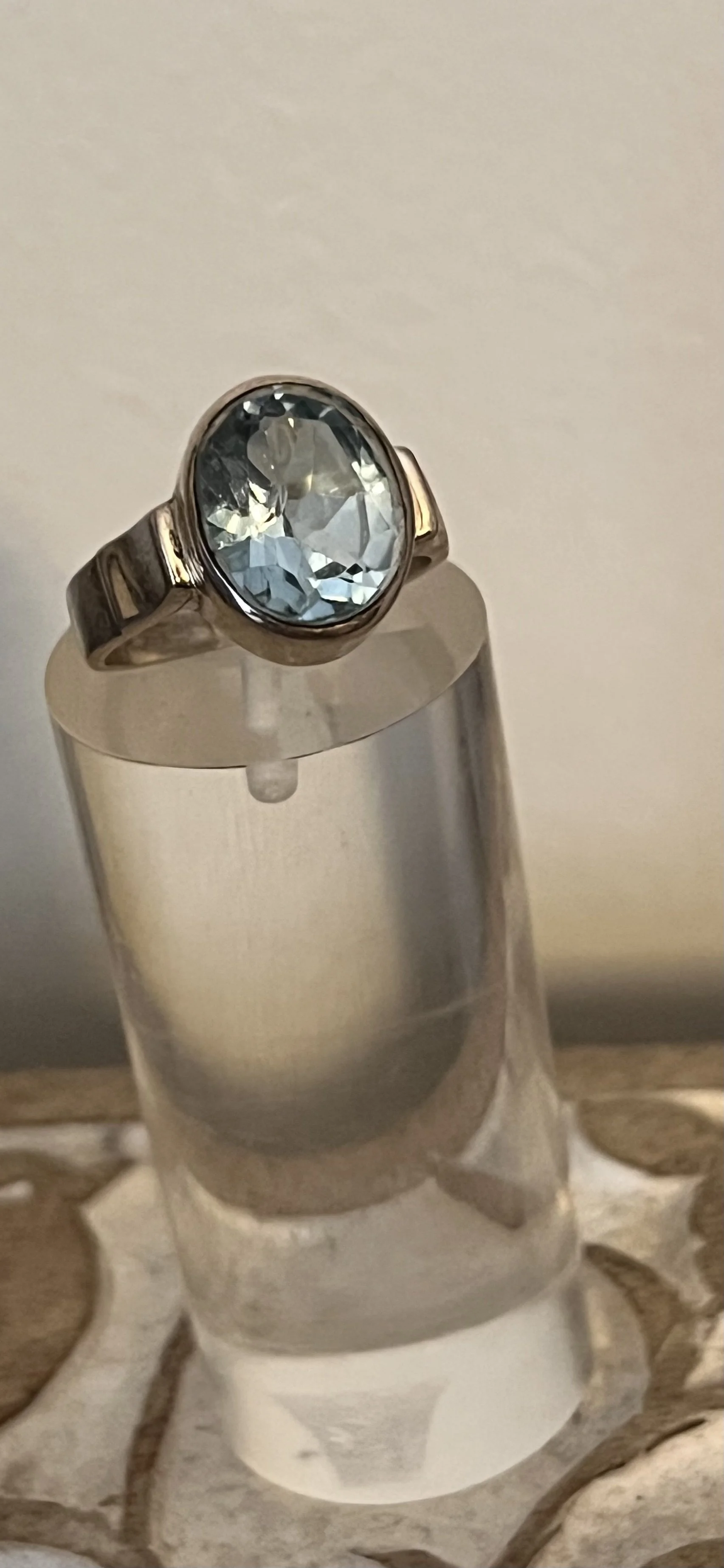 Faceted Blue Topaz Ring