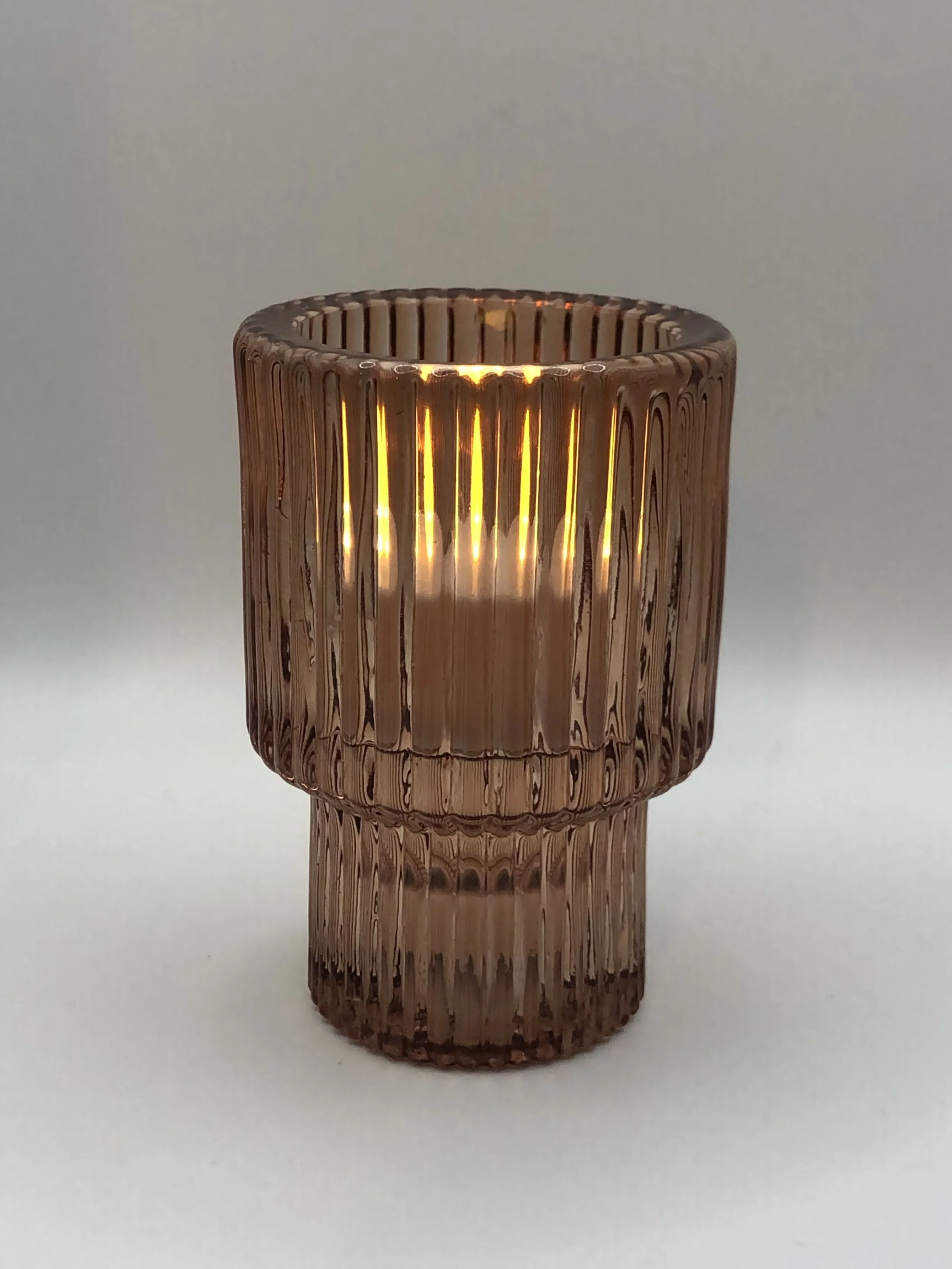 Dual Purpose Corrugated Glass Design Tea Light or Candle Holder