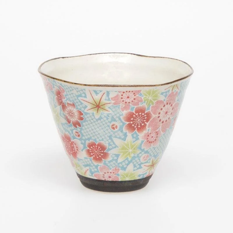 Kanoko Yuzen Blue Cone Tea Cup