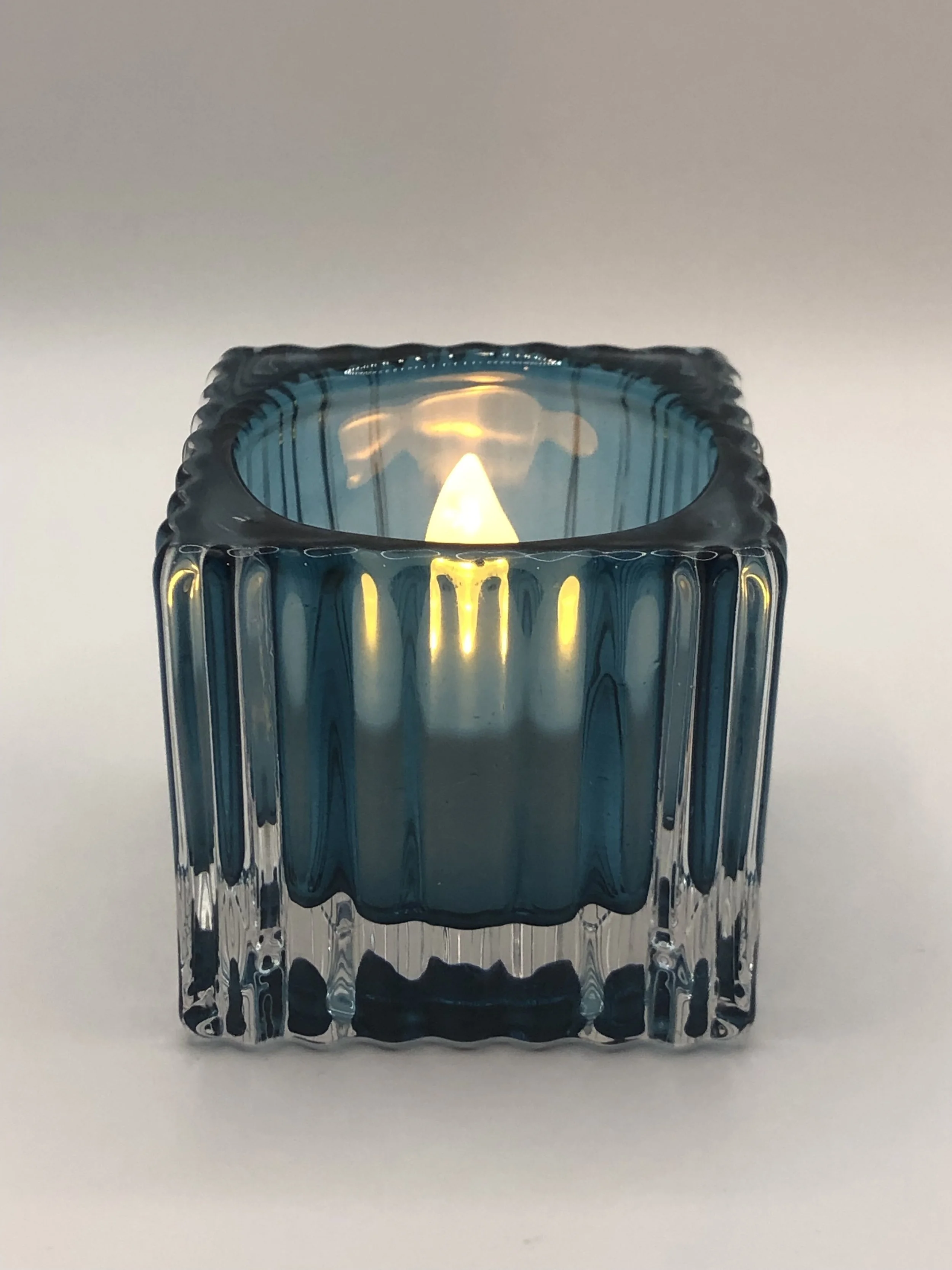 Corrugated Design Glass Tea Light Holder