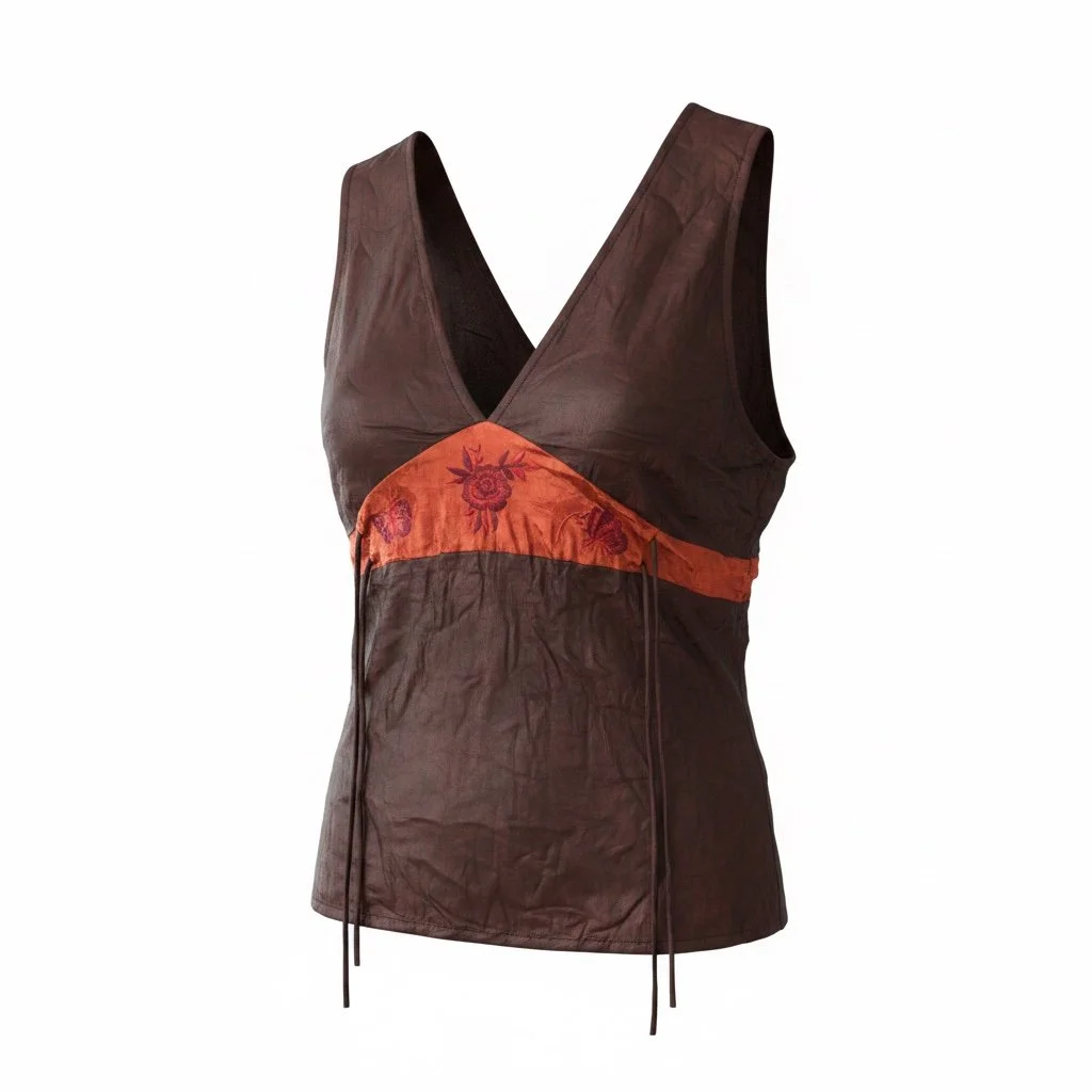 Sarissa Designs Bias Cut Top - Chocolate and Russet Red