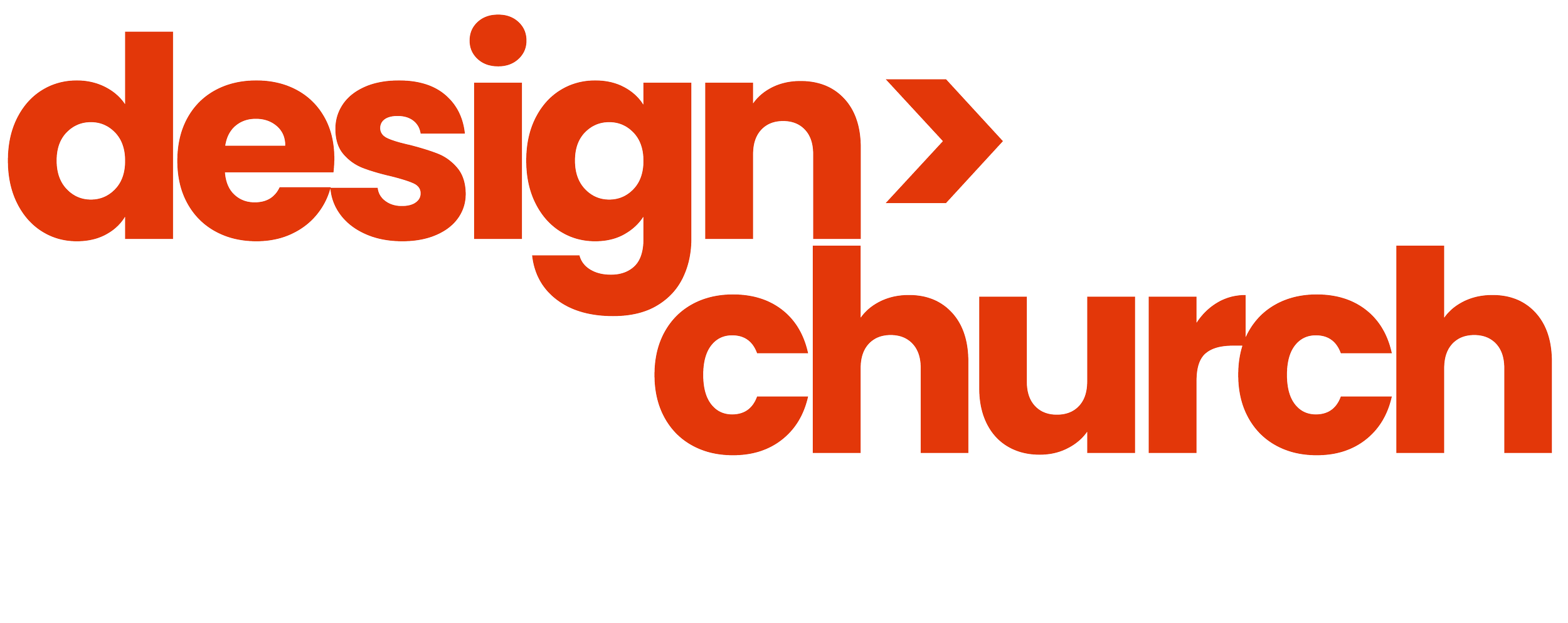 Text reading 'design>church' in bold red and black font on a white background.
