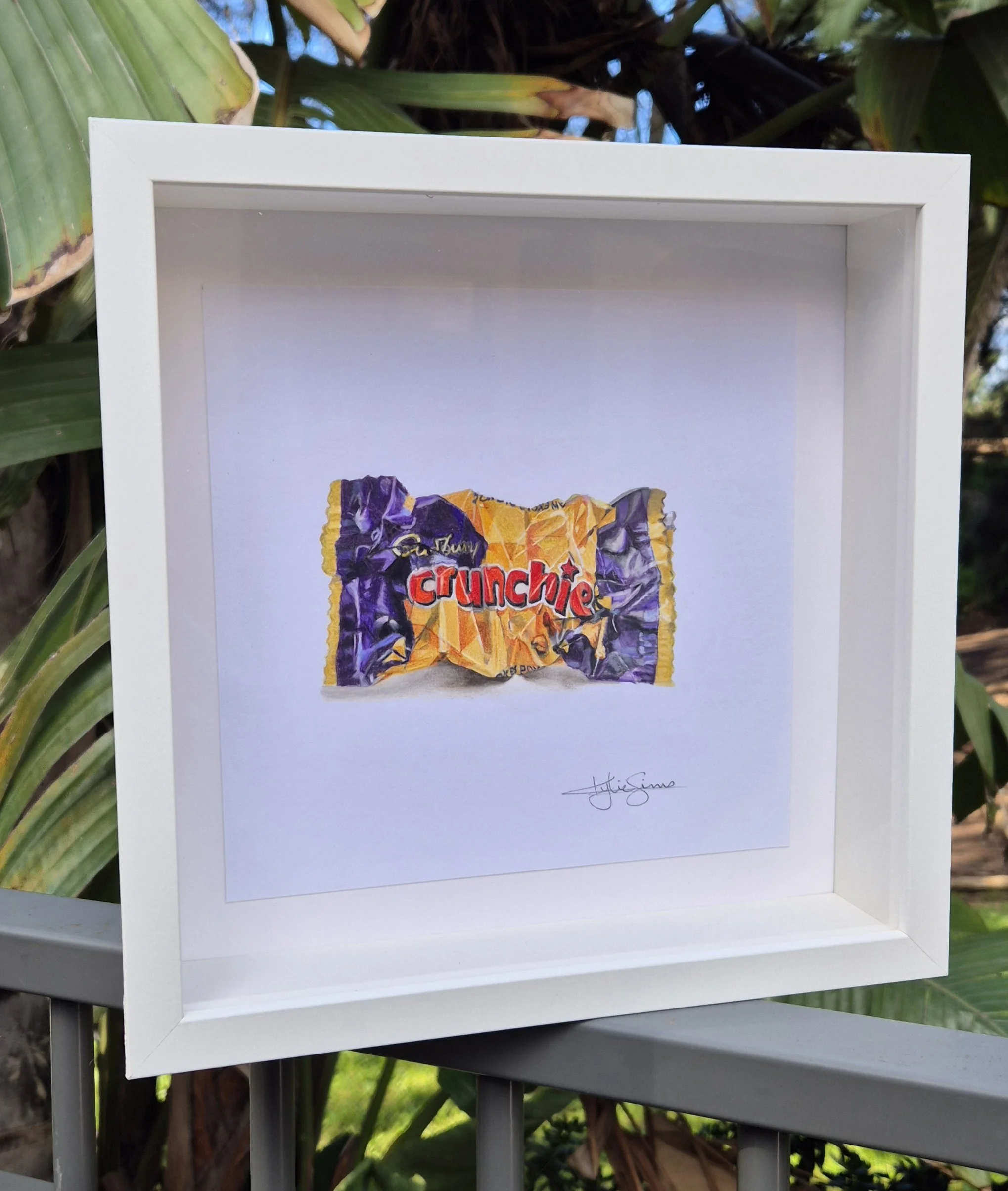 Hand drawn Hyperrealistic drawing of a Cadbury Favourite Crunchie, it's the way it shatters that matters