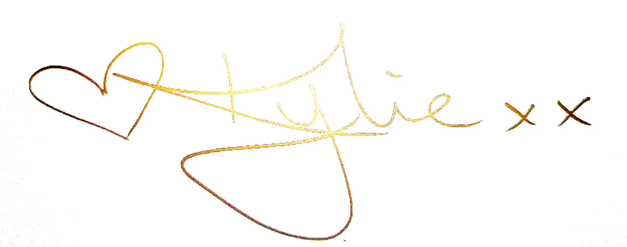 The word 'Love' written in cursive with a heart shape at the beginning and two crossed Xs at the end, in a gradient of warm colors.