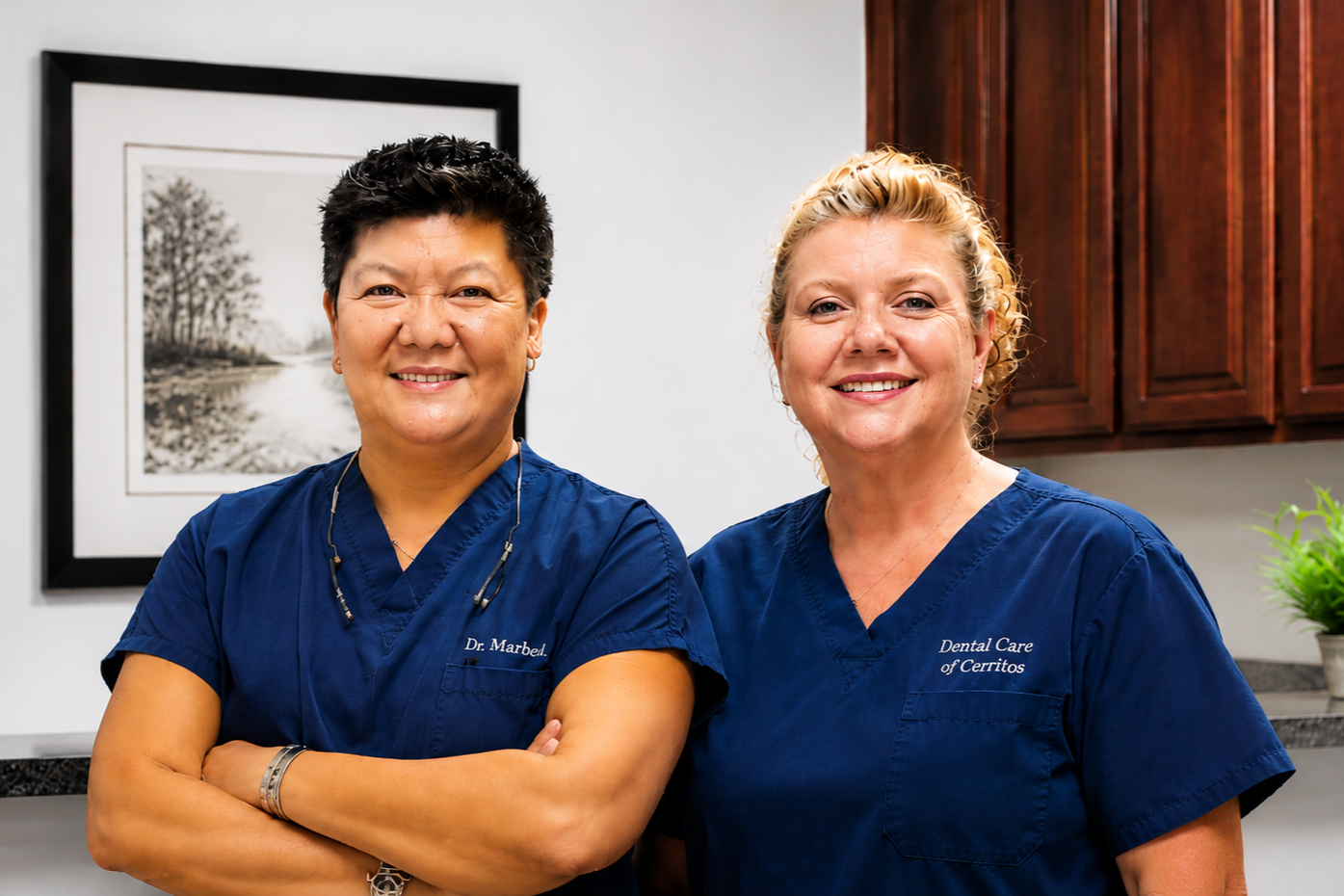 Dr. Marbea Dazo and Office Manager Irma represent the leadership team behind Dental Care of Cerritos, dedicated to compassionate, patient-focused dental care in Cerritos, California.
