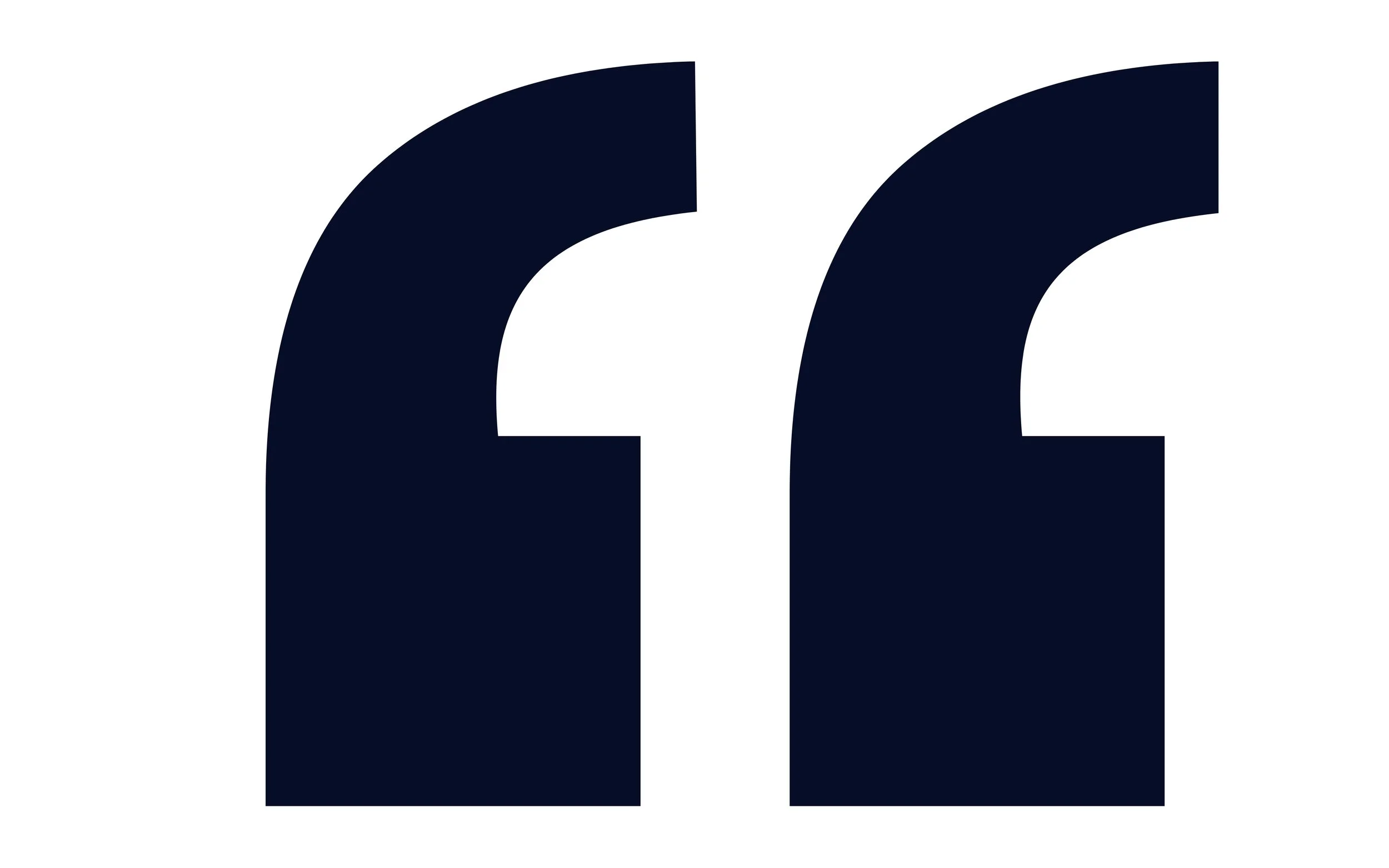 Black quotation marks on a white background