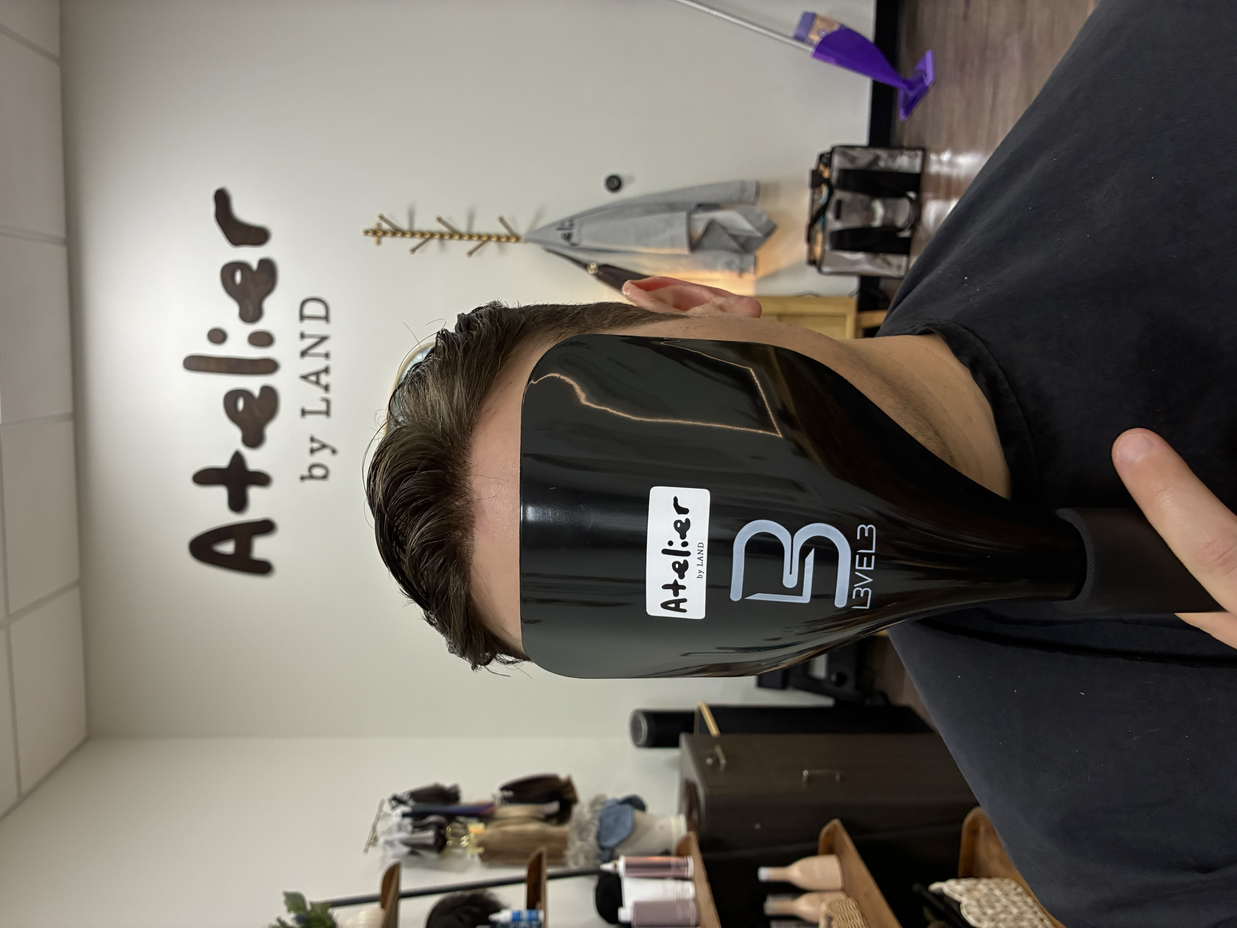 Hair system after photo — natural looking mens hair replacement result at Atelier by Land private studio, Vestavia Hills Alabama