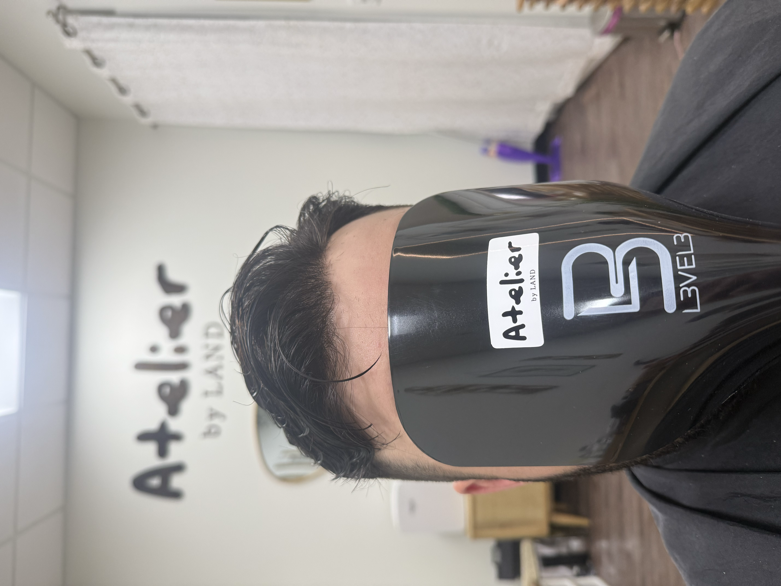 Men's hair system before and after — private hair suite Vestavia Hills, AL serving the greater Birmingham area.