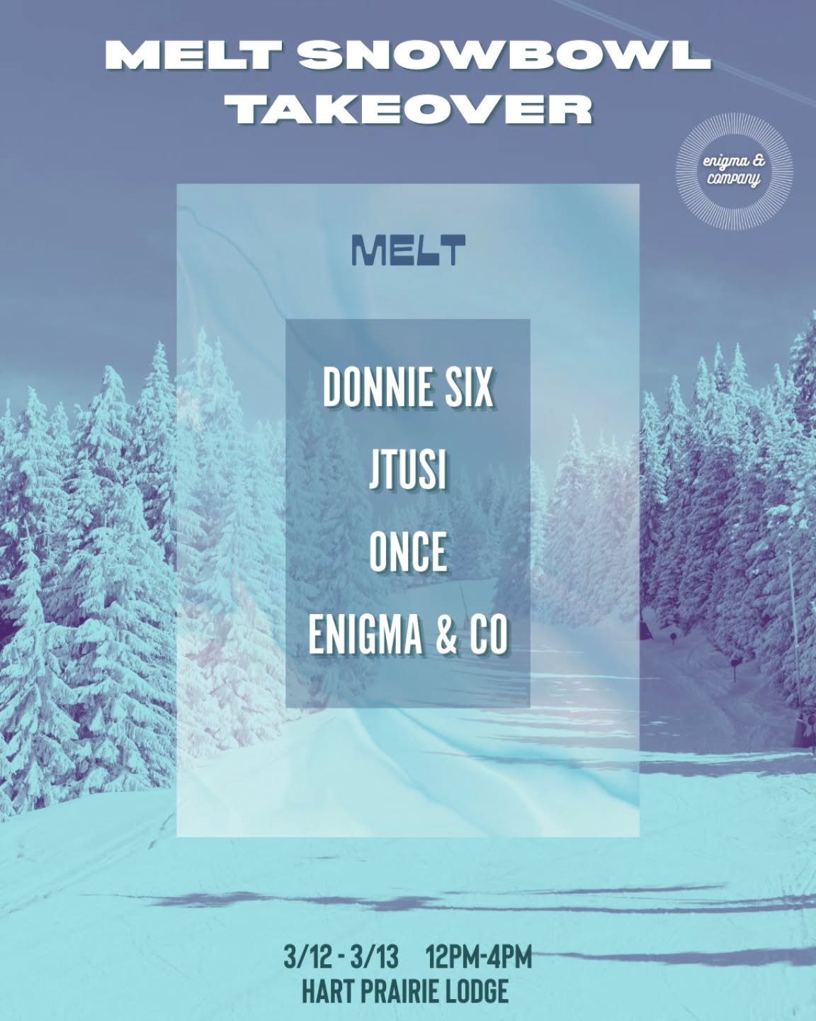 See you on the moutain next weekend 🫠

Thank you @enigma.and.company and @azsnowbowl for having us out to rock the Hart Prairie Lodge... hope we dont melt all the snow!