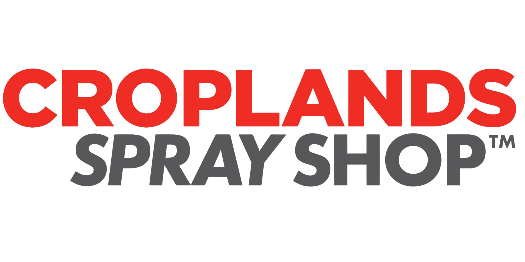 Cropped red and black text logo for the 'CROP LANDS SPRAY SHOP' with the words 'CROP LANDS' in large red letters and 'SPRAY SHOP' in smaller black and gray letters underneath.