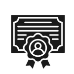 Certificate or diploma with a ribbon or medal.