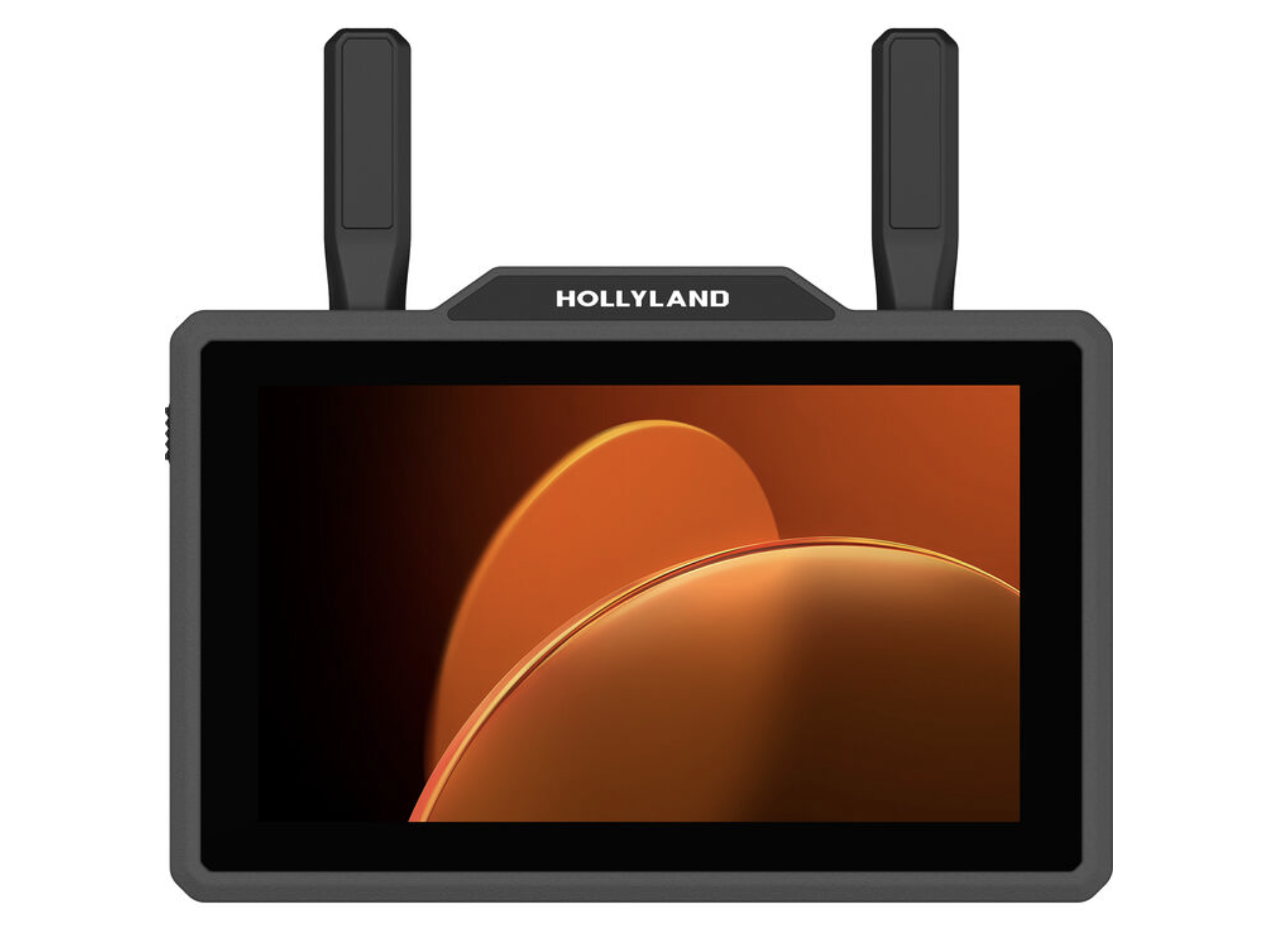 A black device with two antennas labeled