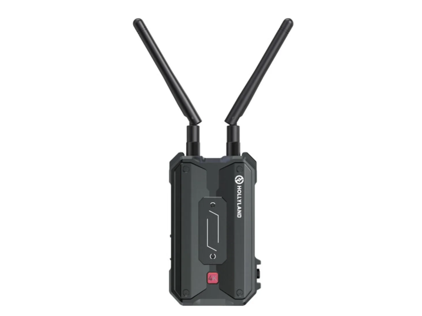 A portable wireless video transmitter with two antennas, labeled Hampshire, used for high-definition streaming.