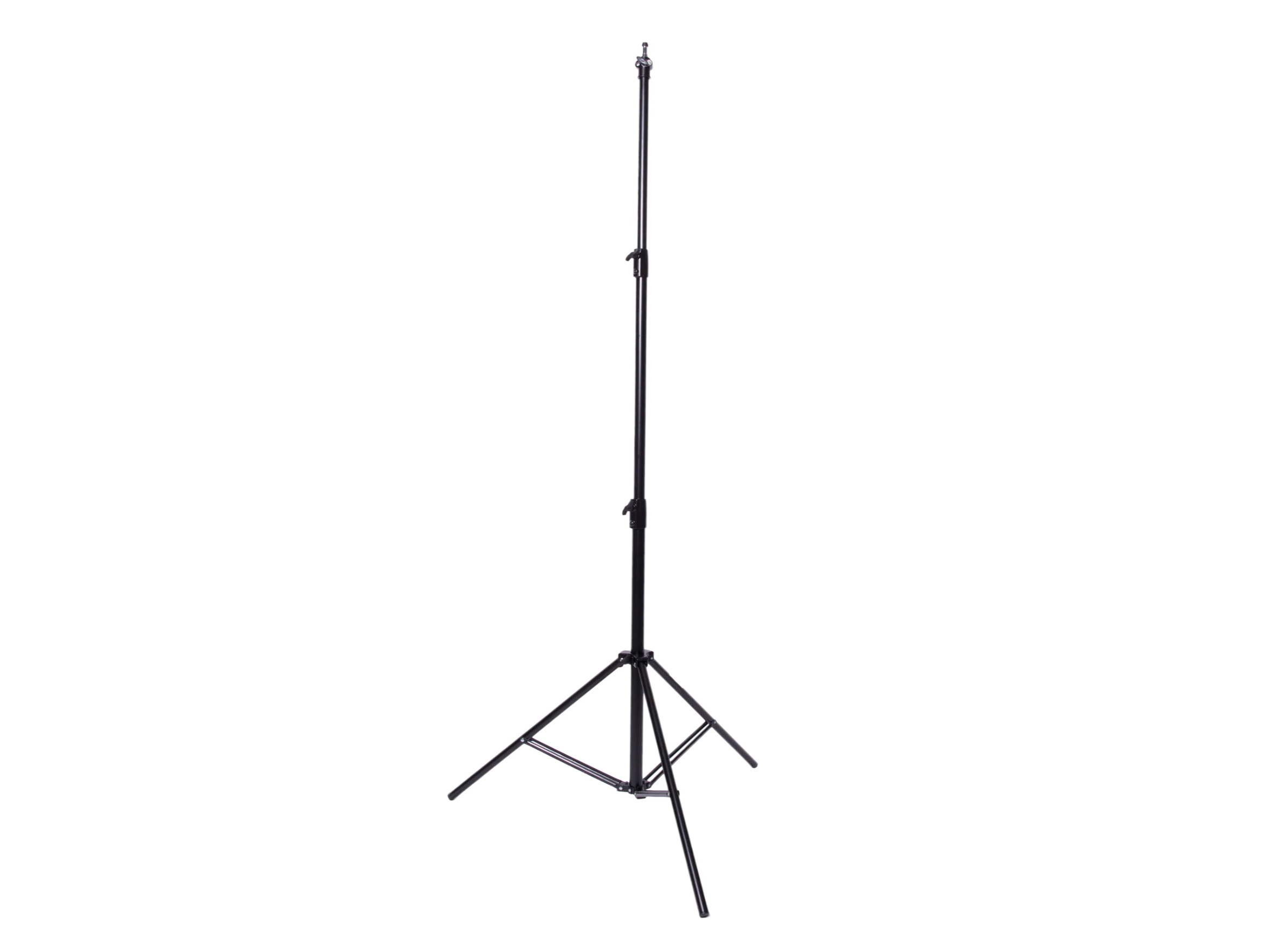 Black adjustable tripod stand for photography or lighting equipment.