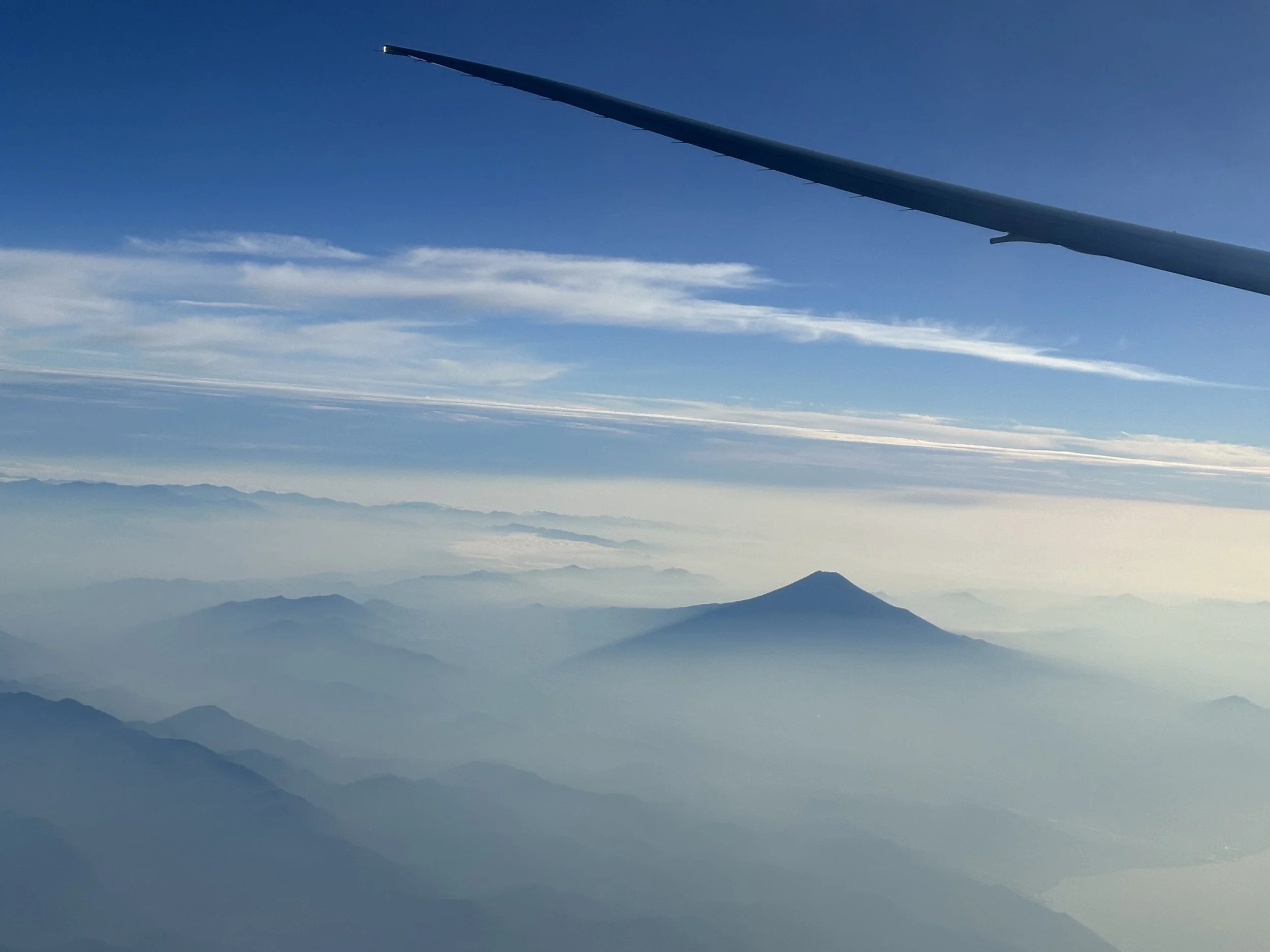 Aerial view of Mount Fuji in Japan.