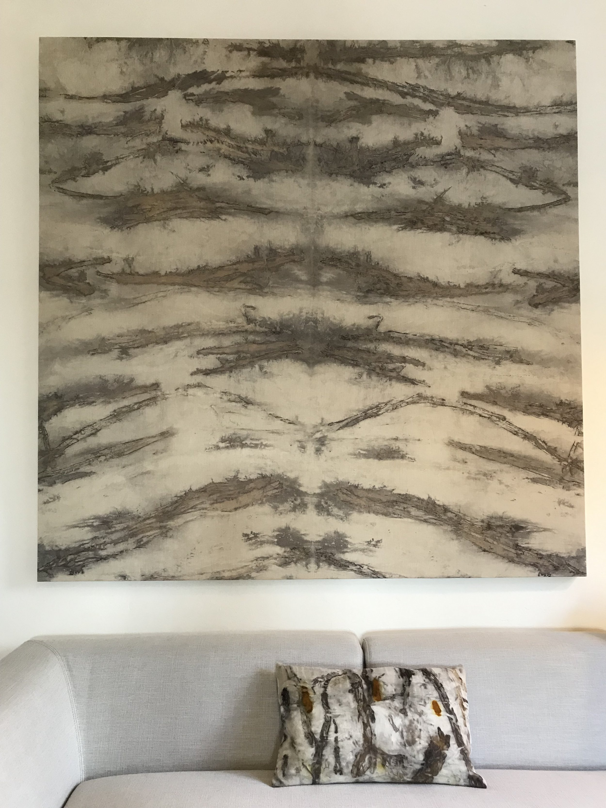 Eco dyed 100% linen on stretched pine frame