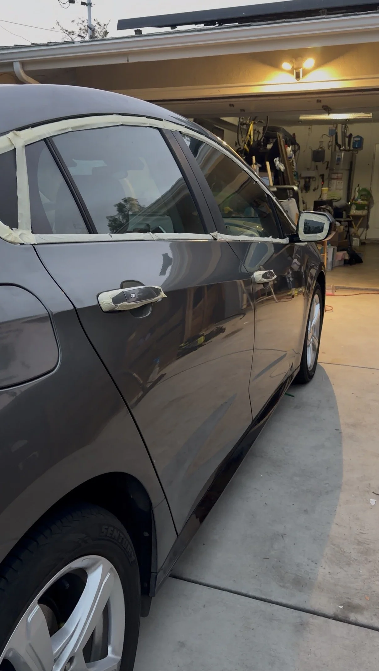 Chevy Volt with glossy charcoal paint right after paint correction