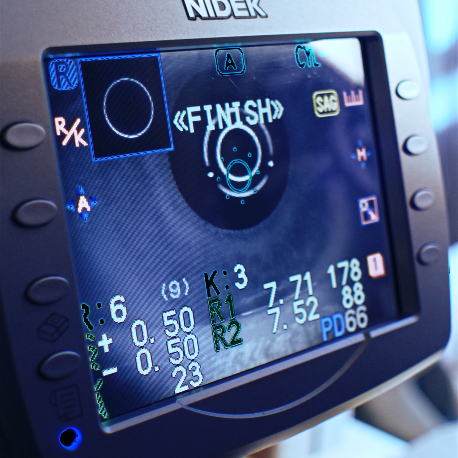 Close-up of an aviation navigation display screen showing flight information, navigation routes, and various flight parameters.