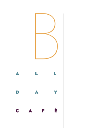 Letter B with the words 'ALL DAY CAFE' vertically stacked underneath.