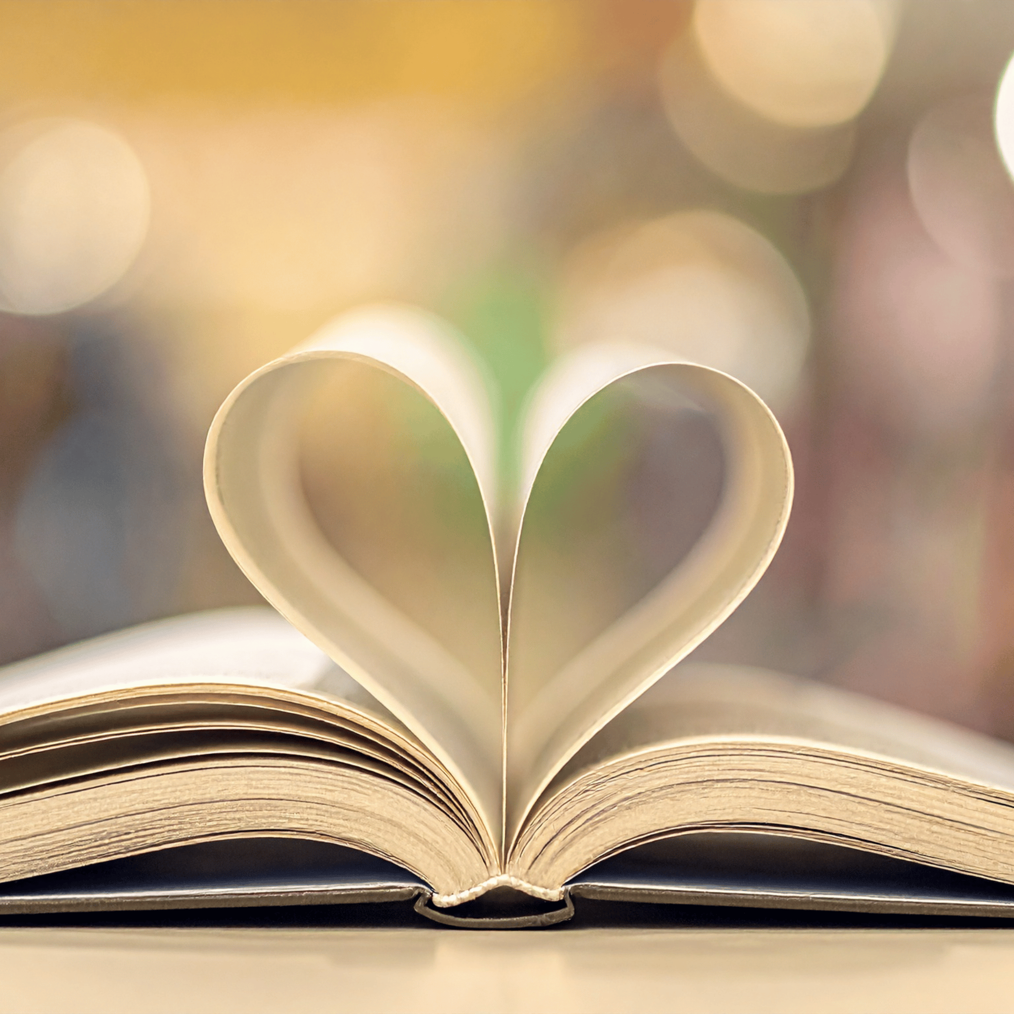 Un livre dont les pages sont pliées pour former un cœur
