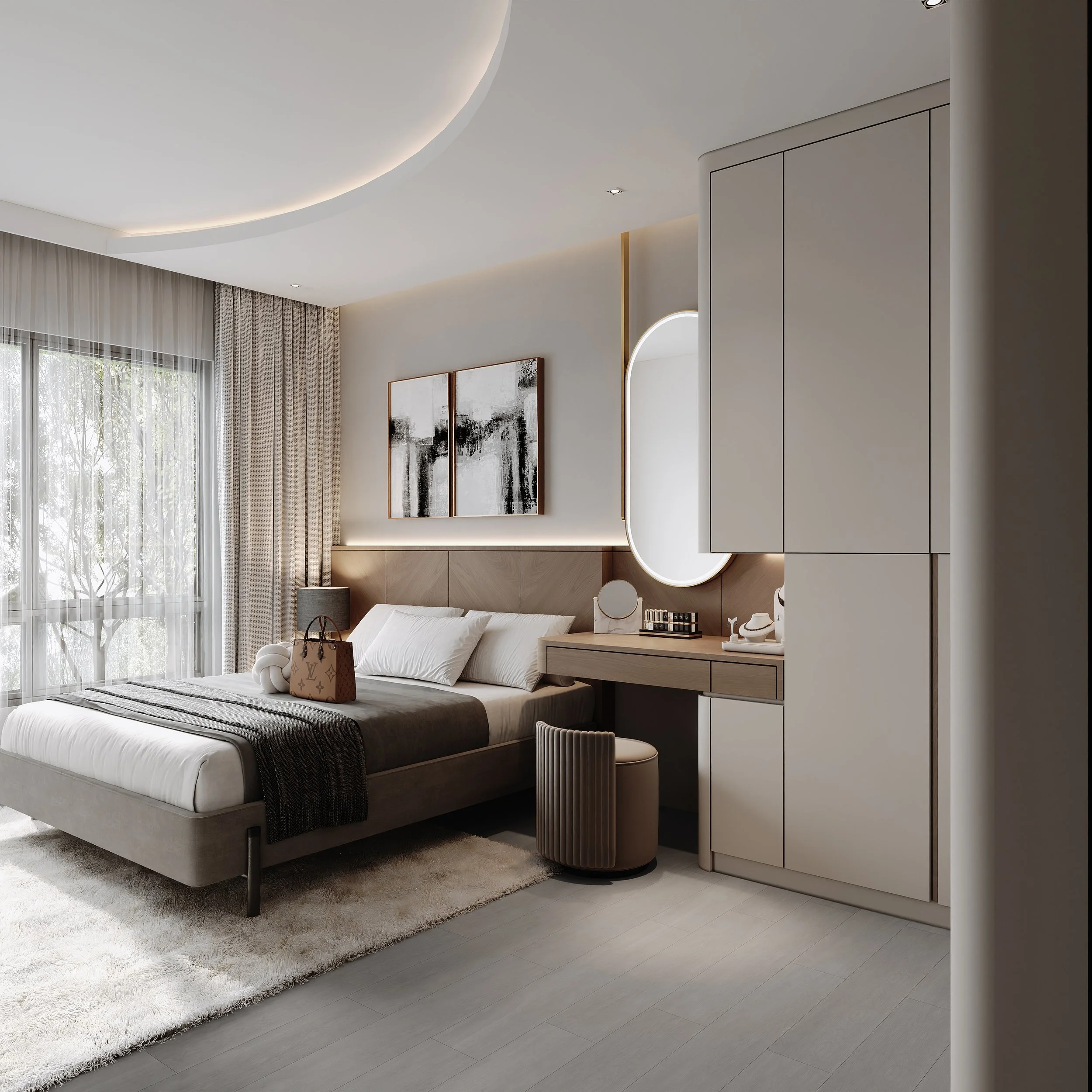 Contemporary master bedroom with modern luxury interior styling