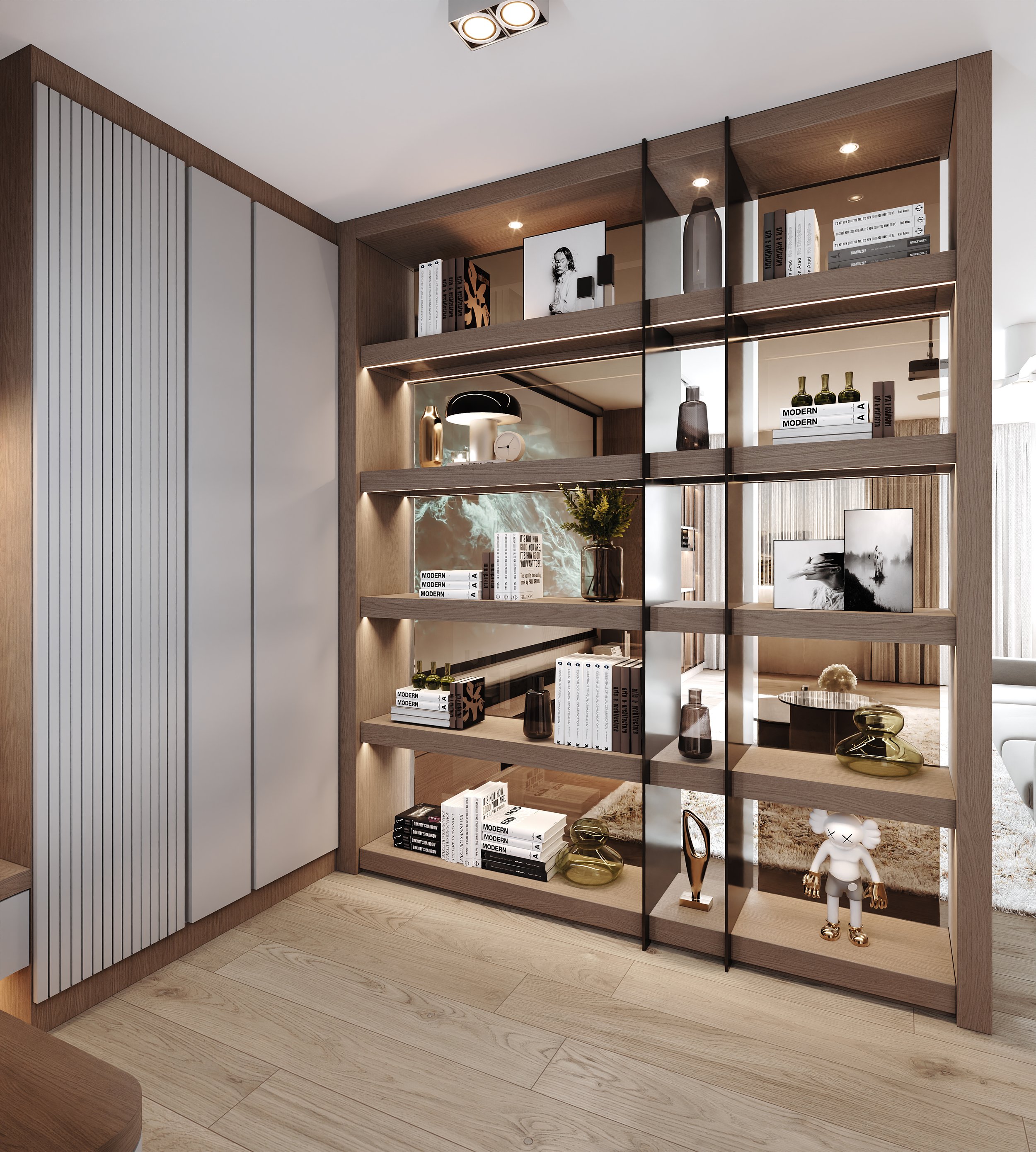 Modern residential entrance display with elegant contemporary interior styling