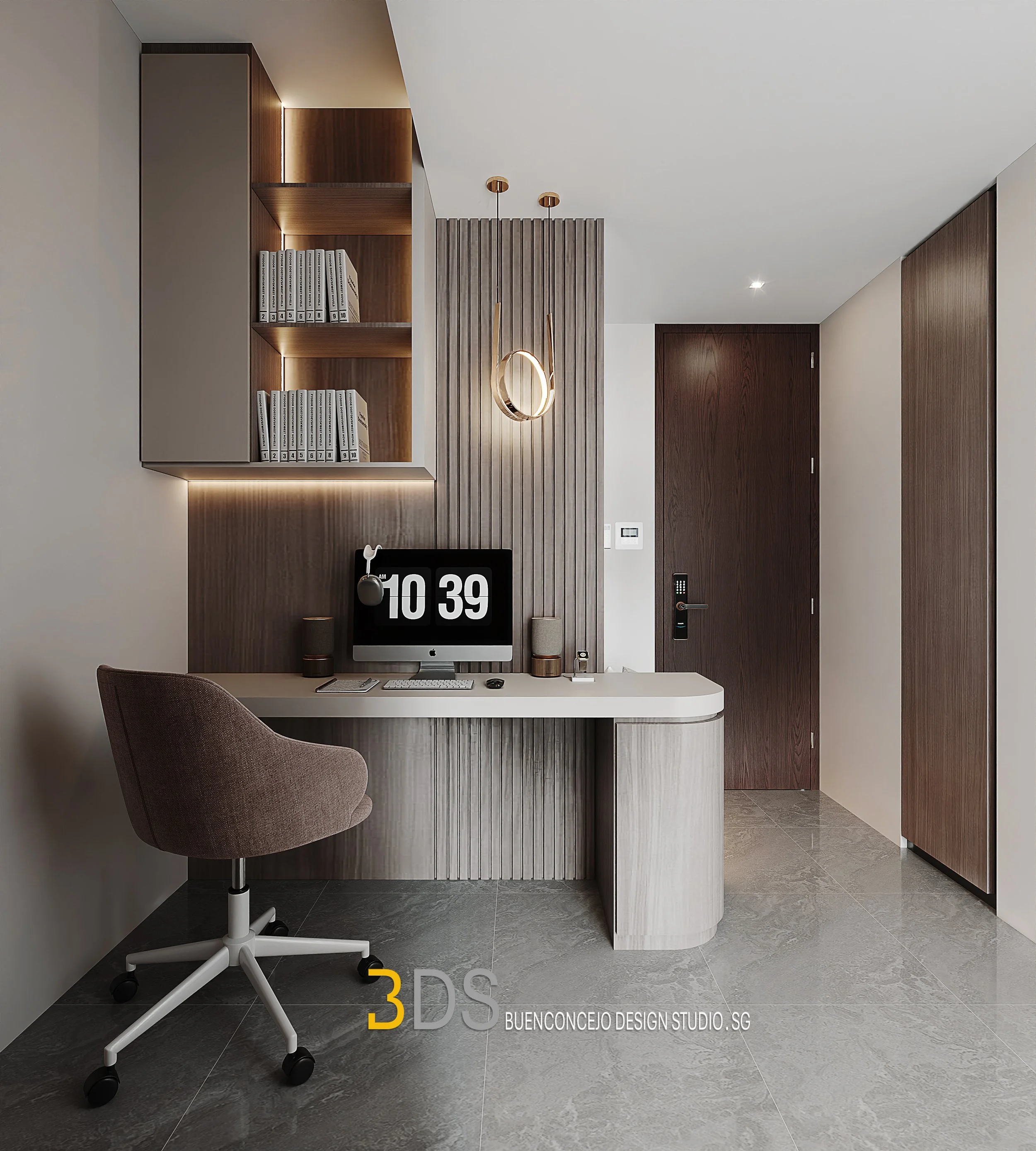 Modern residential study area with minimalist workspace interior design