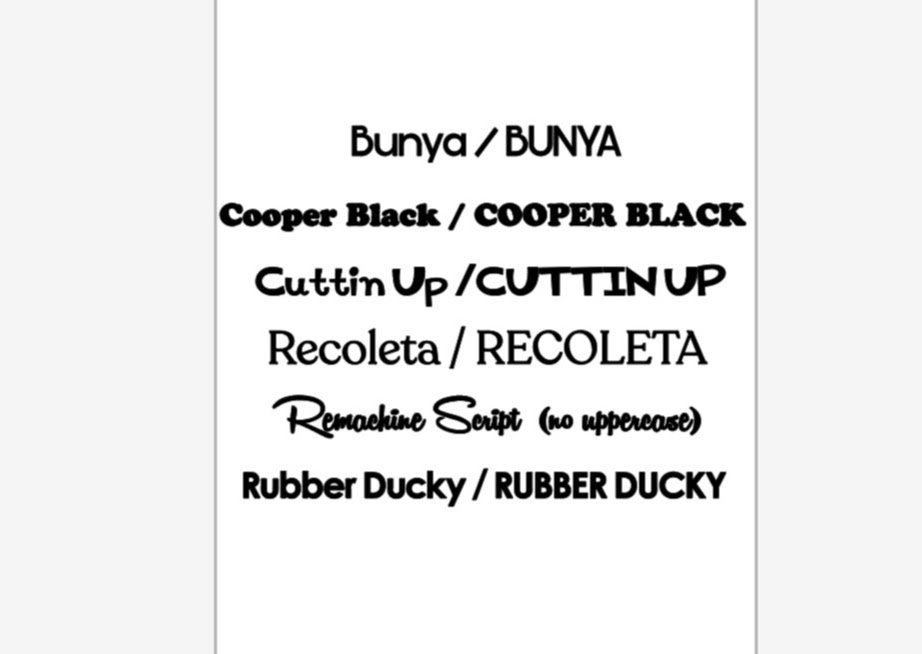 Font & Color Selections (add with order)