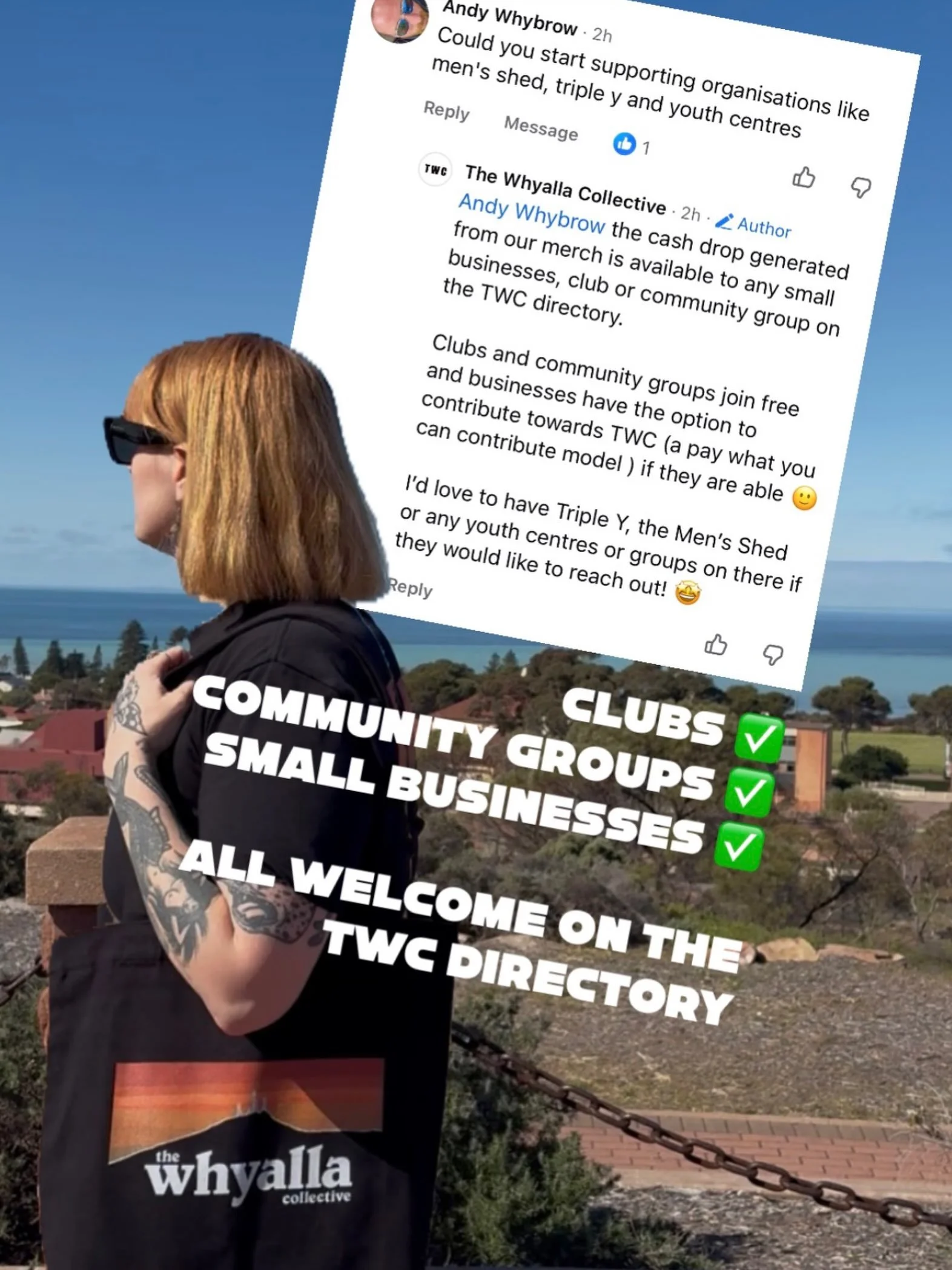 Just incase you missed it! The TWC Directory is open to Whyalla clubs, community groups &amp; small businesses. If you&rsquo;re listed in our directory you&rsquo;ll be eligible for our monthly merch generated cash drops 🤩 Our goal is simple, to crea