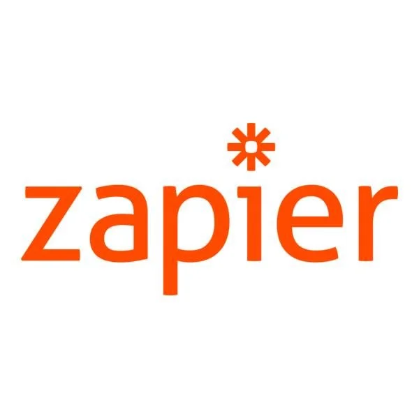 The logo for Zapier with the company name in orange text and an asterisk symbol above the letter 'a' on a white background.