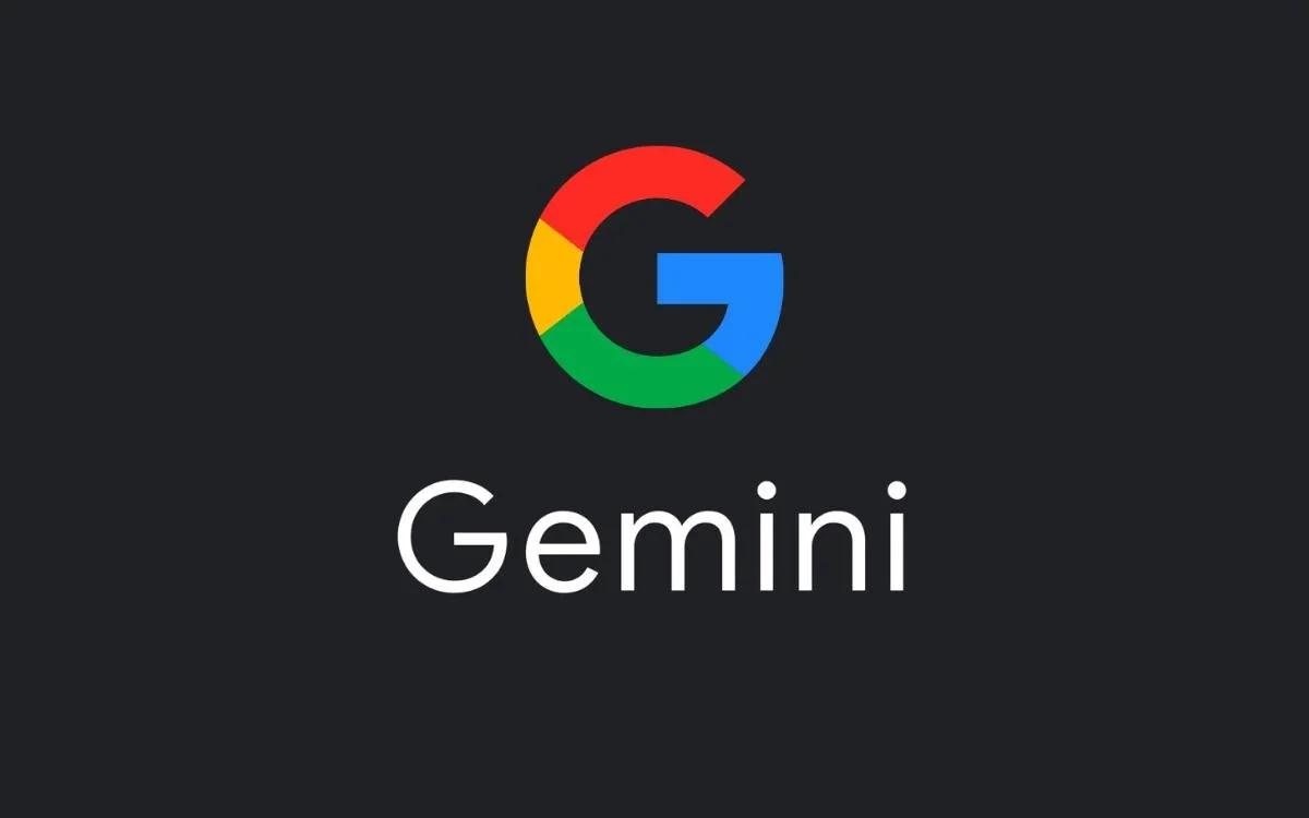 Google logo with four colored sections and the word 'Gemini' below it.