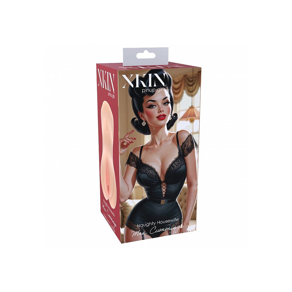 Packaging for adult-themed product featuring an illustrated woman in lingerie on the front