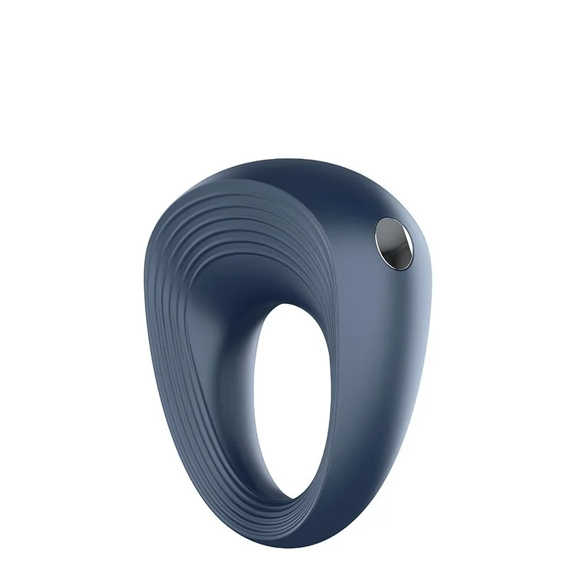 A modern, ergonomic blue ring-shaped device with a button on its side.