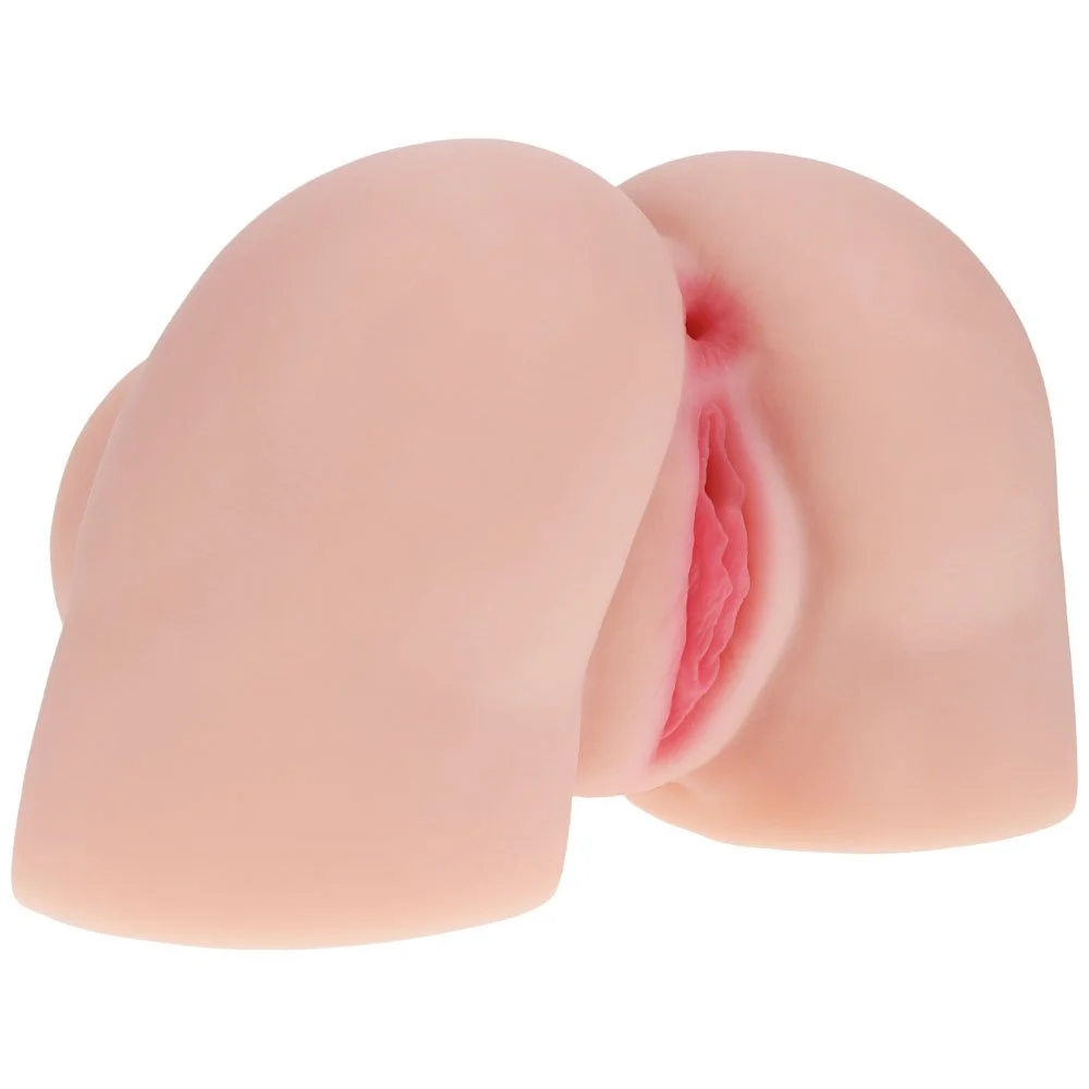 A realistic silicone sex toy resembling female genitalia and buttocks.