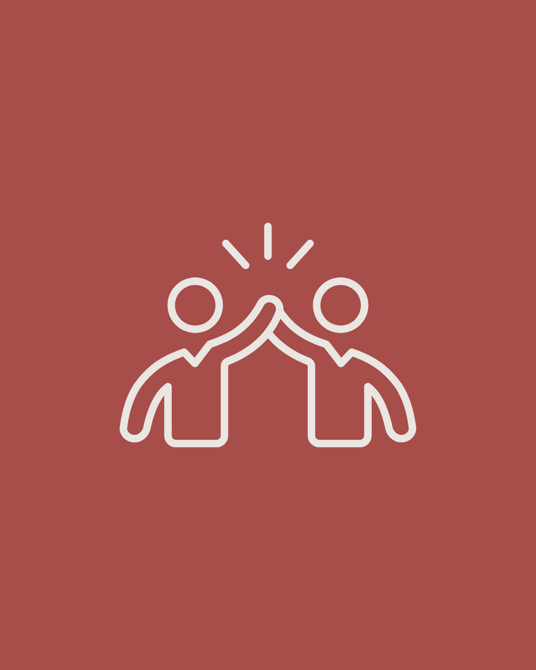 Line drawing of two people giving each other a high-five, with lines indicating excitement.