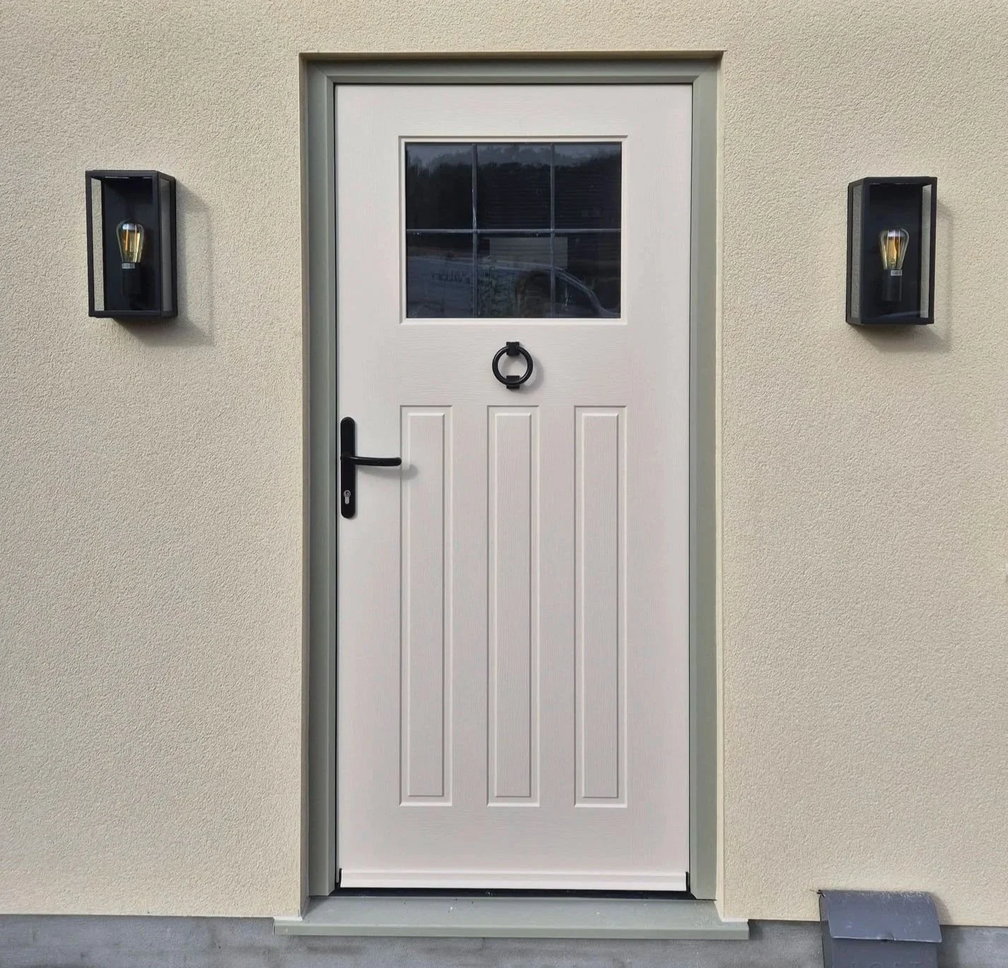 Stunning and secure Rockdoor installed in Langho, Pebble Grey frame and cream door slab