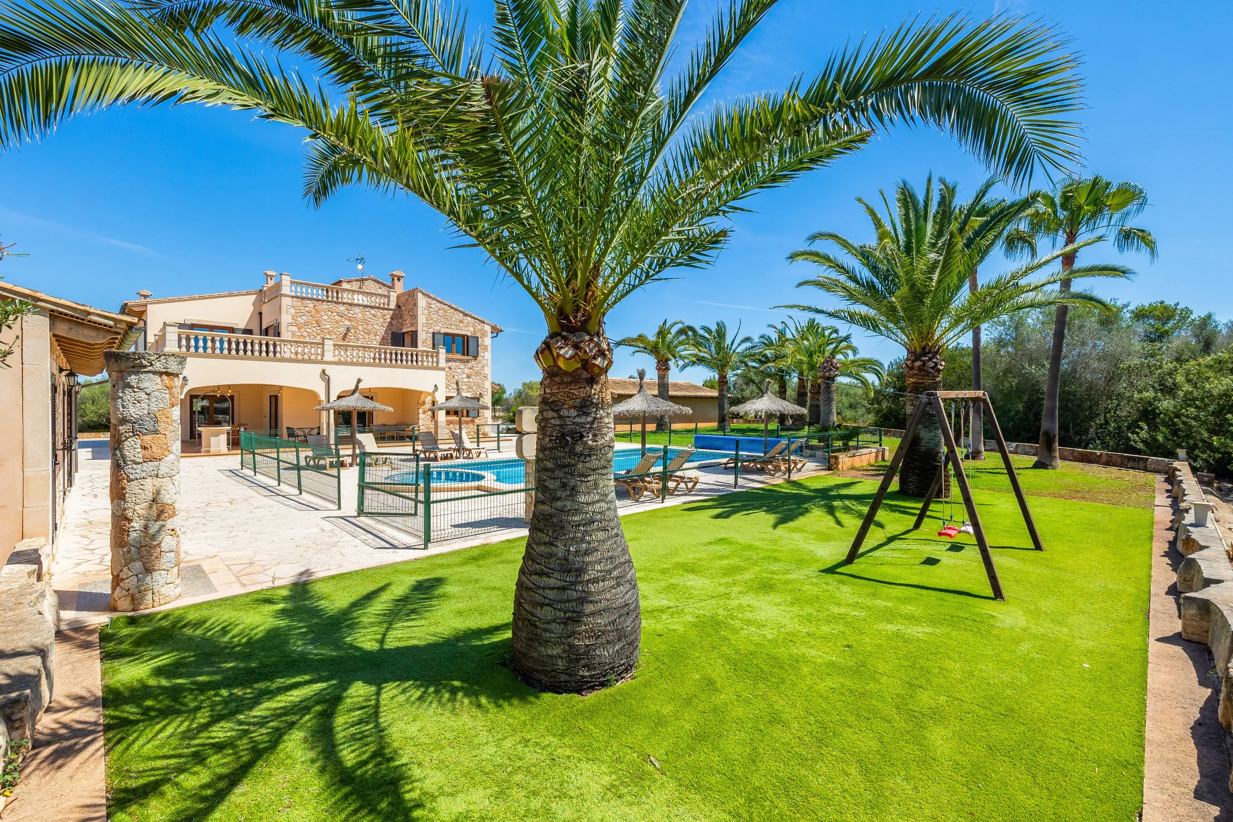 Rural house near Ses Salines Mallorca with swimming pool and Mediterranean countryside real estate photography