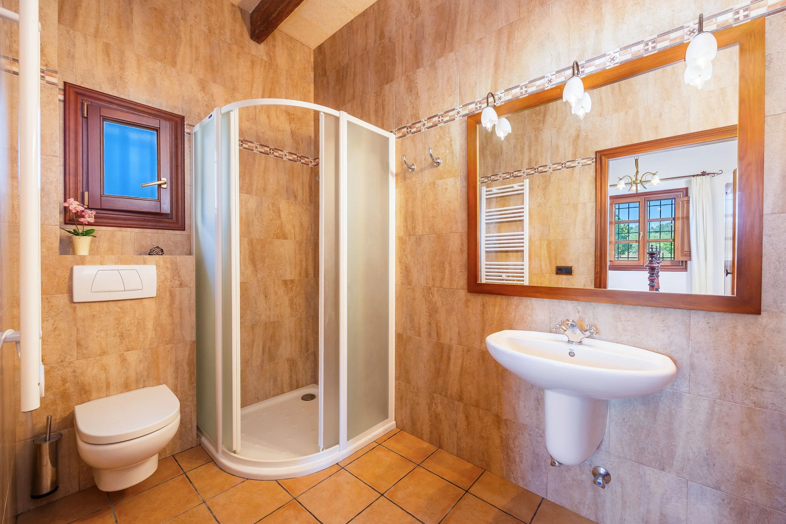 Traditional interior of Cas Cuni Mallorca with rustic architecture and natural light real estate photography