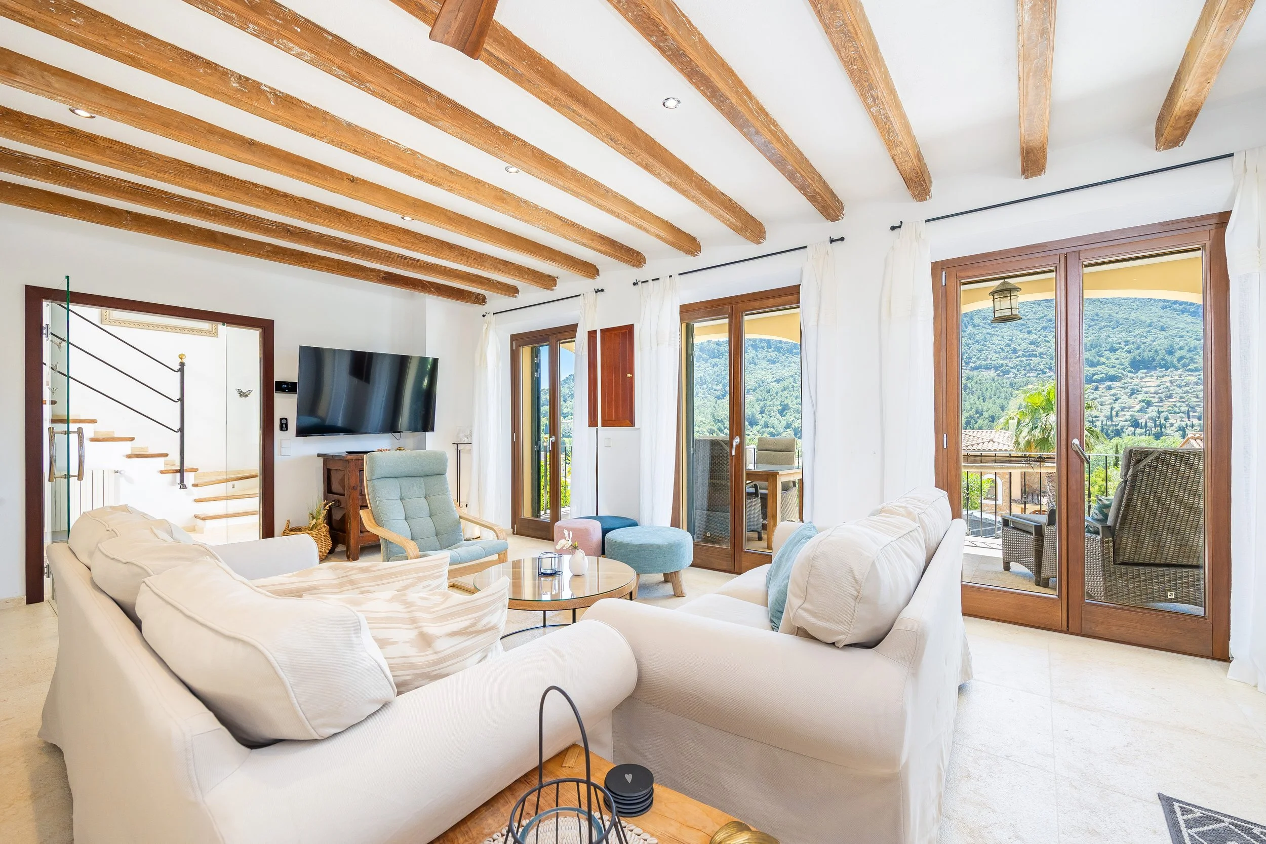 Sa Papaiona Mallorca traditional finca interior with rustic architecture and natural light real estate photography