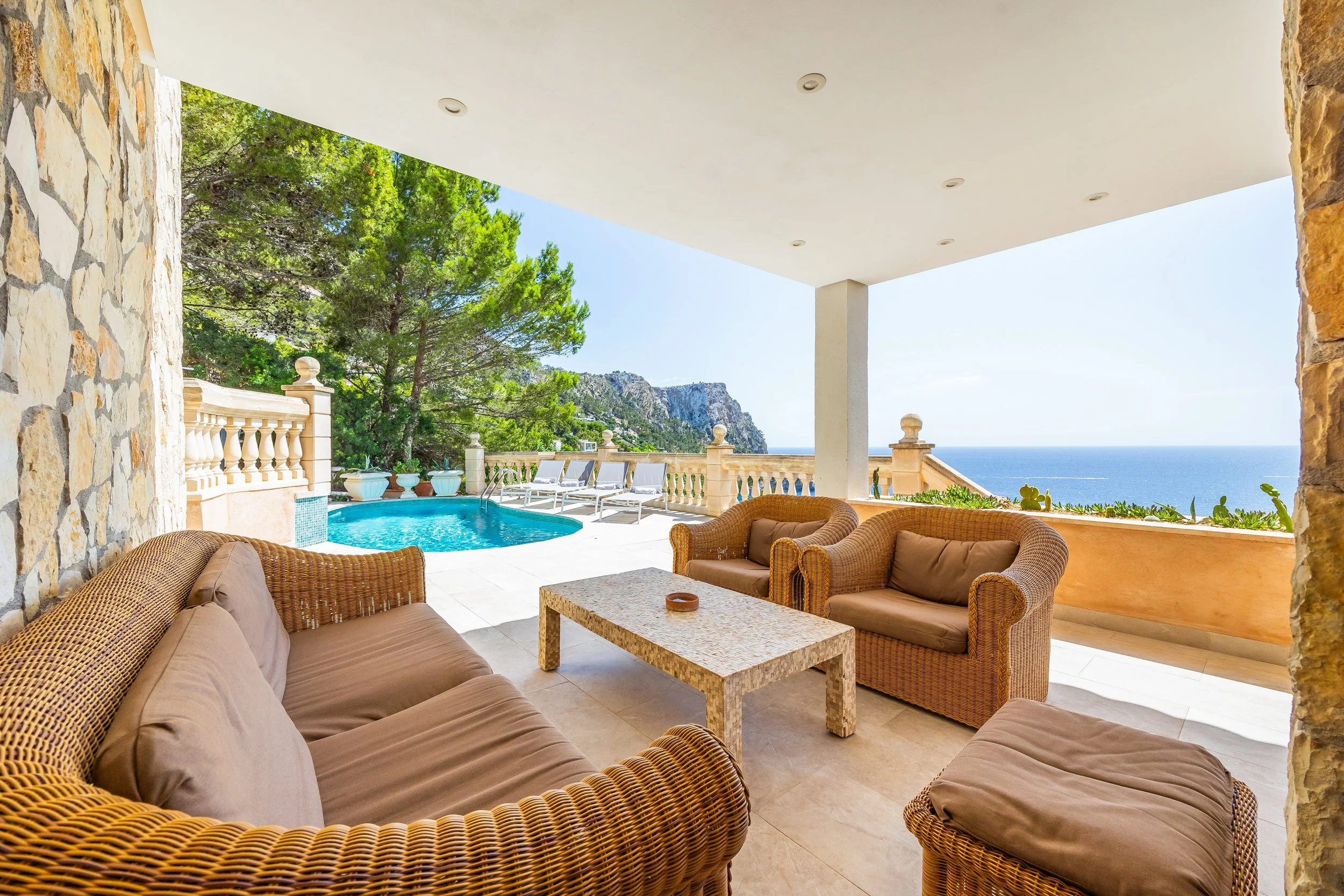 Luxury villa in Cala Llamp Mallorca with swimming pool and panoramic sea views real estate photography